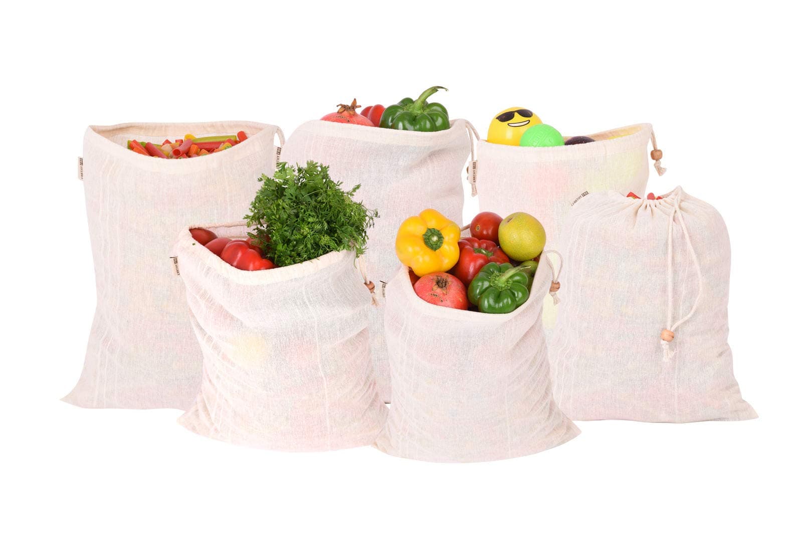 Earthy Fab Vegetable Bag for Refrigerator Eco Friendly Cotton Net Mesh Bags for Vegetable Storage Multipurpose, Reusable. Set Of 6