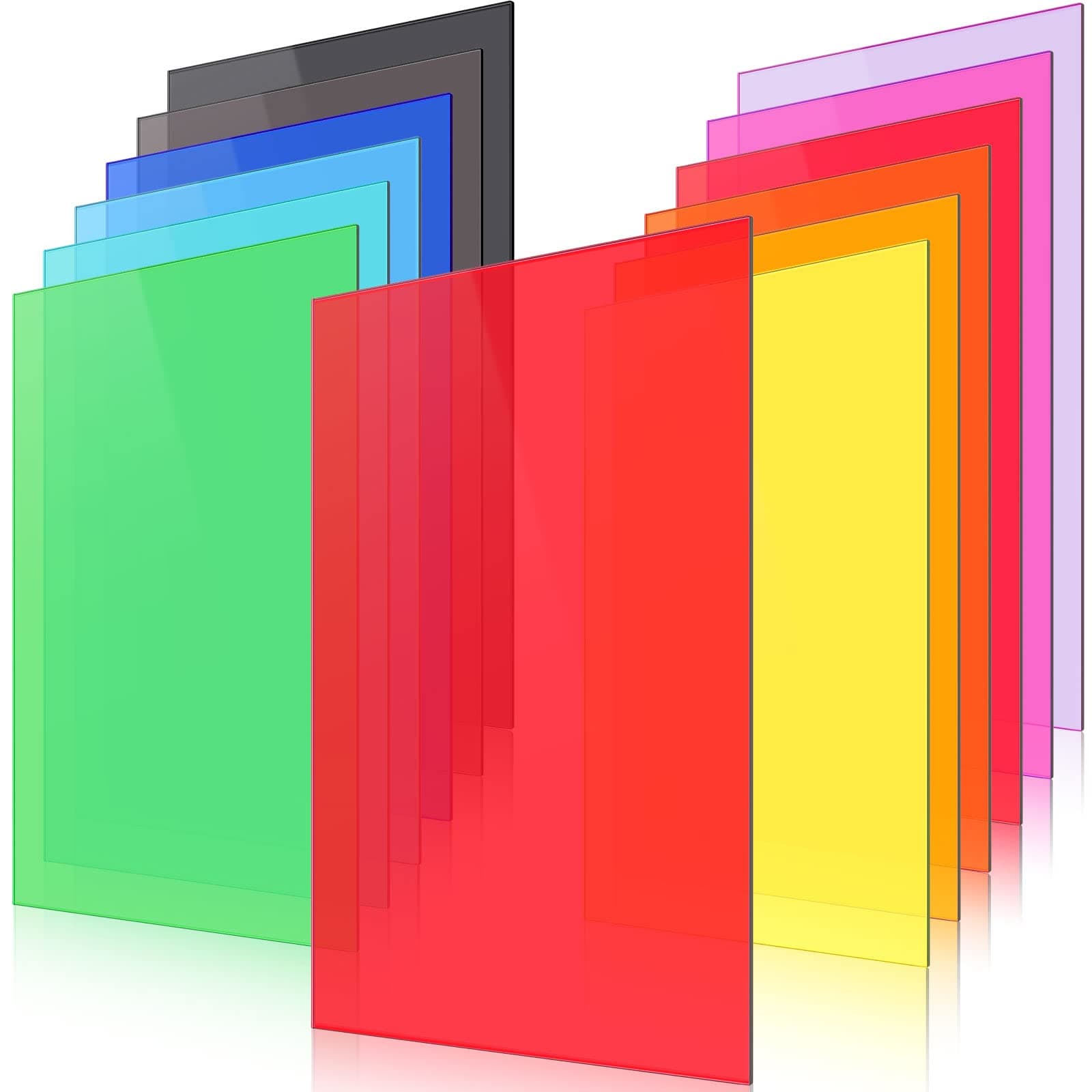 Macarrie 12 Pcs Colored Acrylic Sheets 1/8 Inch Thick Translucent Colored Acrylic Sheets for Laser Cutting Colorful Plastic Panel for Glass DIY(8 x 12 Inch)