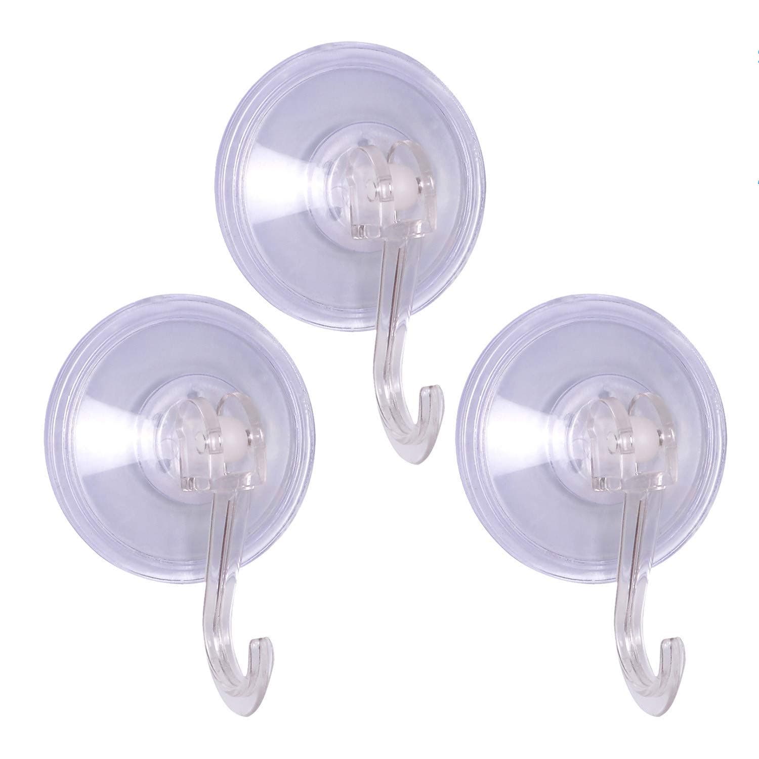 Suction Hooks, Sea Pioneer Strong Suction Hook Vacuum Wall Holder Nail Free & Mark - Free Plastic Hooks for Bathroom, Bedroom, Kitchen (3 Suction Hooks)