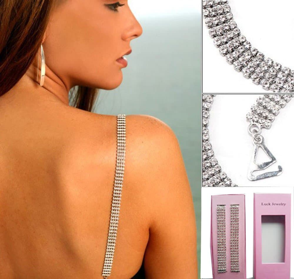Bra Straps-interchangeable Four Rows Crystal Clear Rhinestones Straps