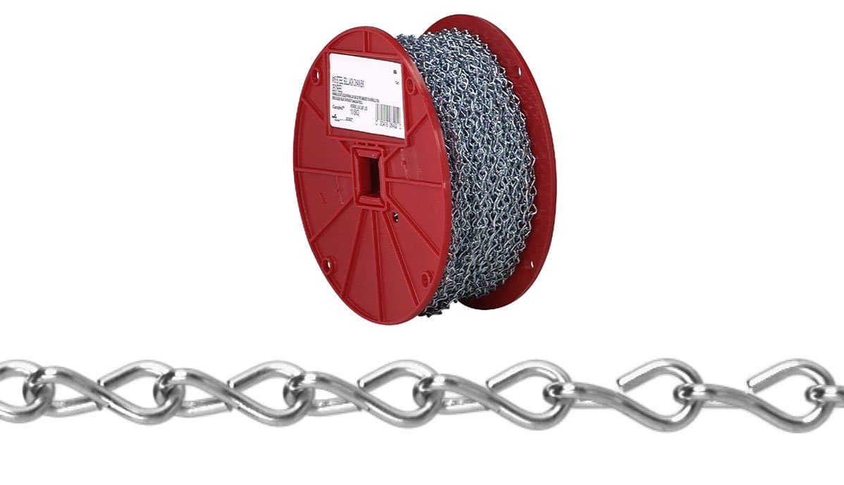 AW0801427 Low Carbon Steel Single Jack Chain on Reel, Zinc Plated, #14 Trade, 0.08" Diameter, 200' Length, 16 lbs Load Capacity