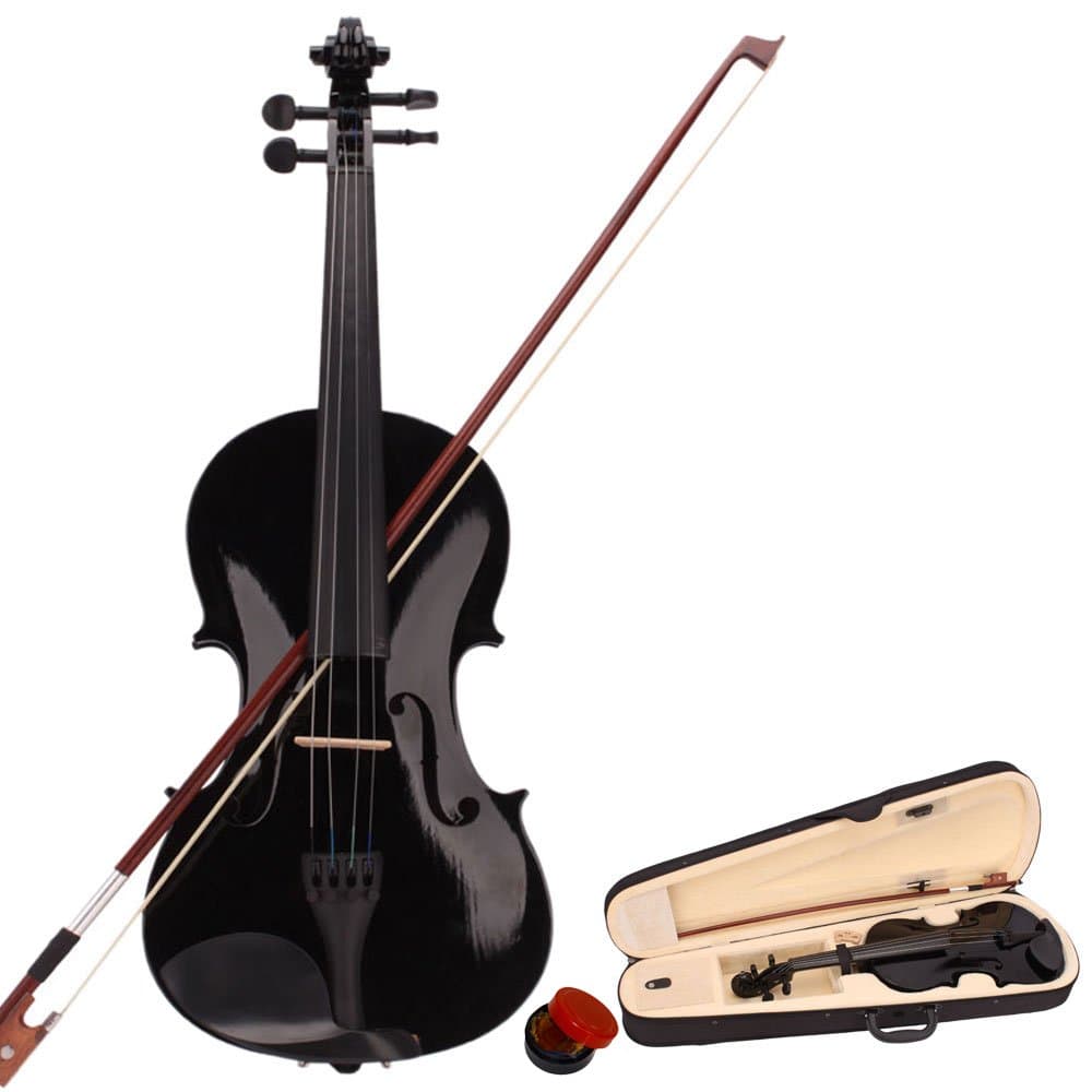 wuddi Acoustic Violin Fiddle 4/4 Full Size with Bow Case Rosin for Beginner Adult Boys Girls Children (Black)