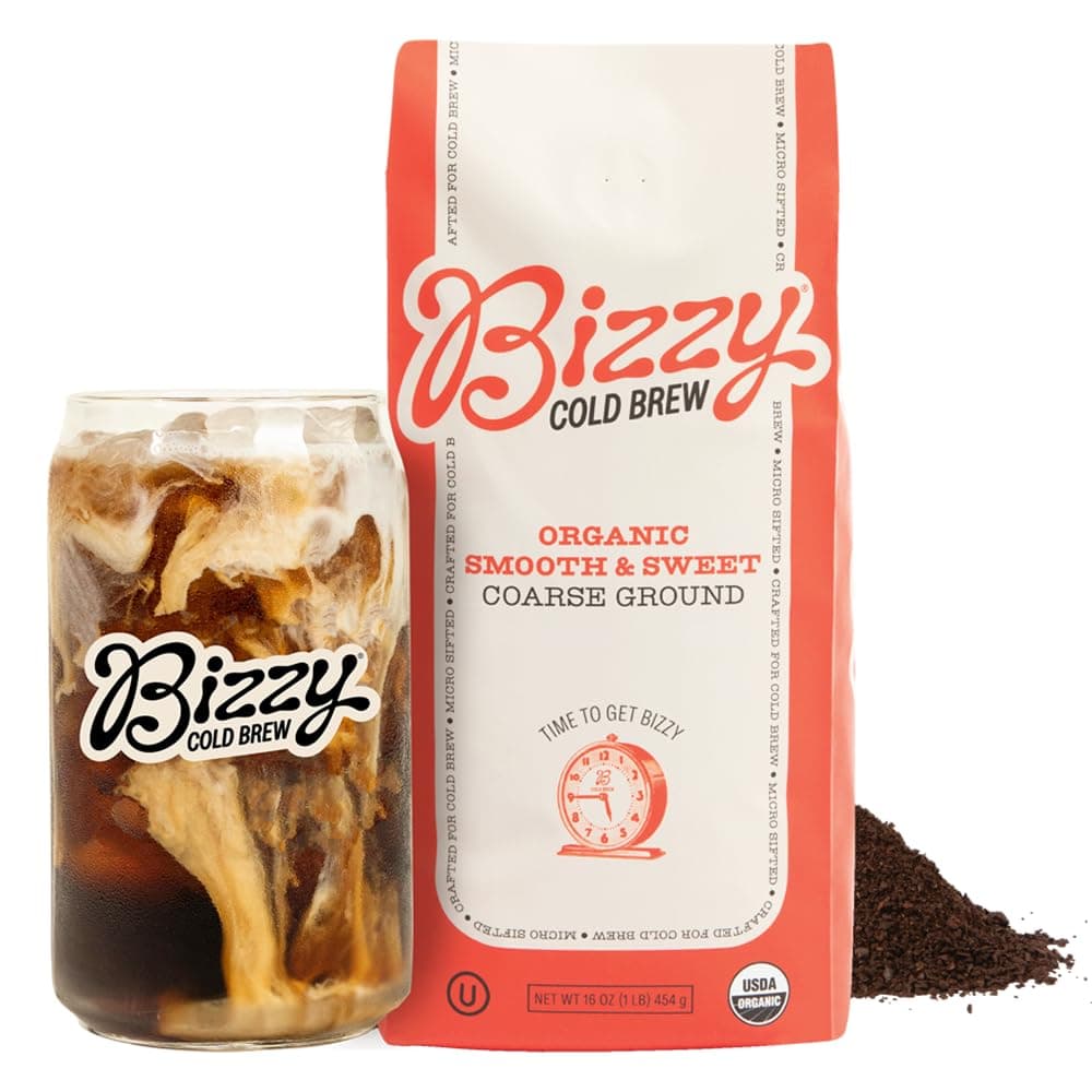 Bizzy Organic Cold Brew Coffee - Smooth & Sweet Blend - Coarse Ground Coffee - 0.5kg
