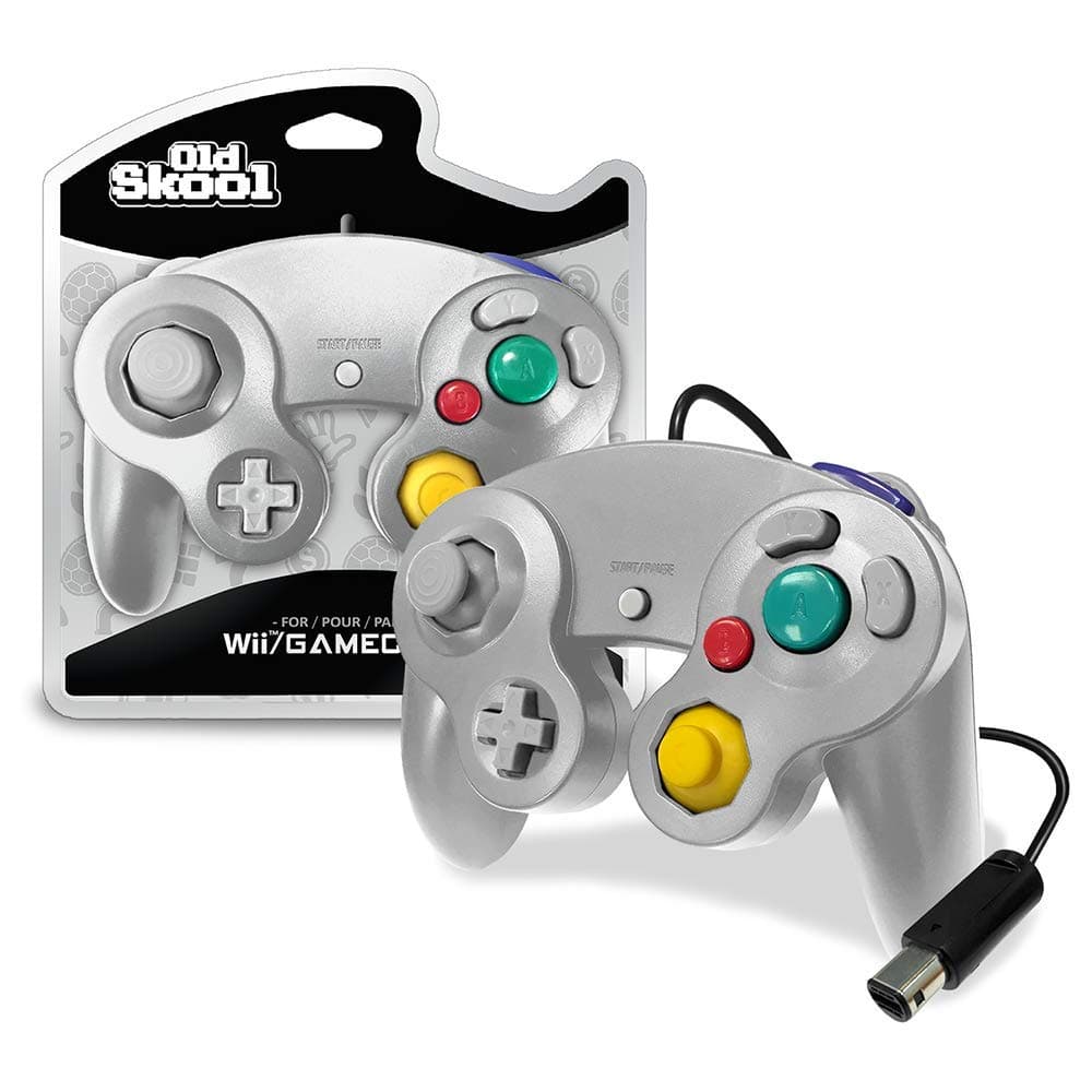 Old Skool Controller Compatible with Gamecube/Wii - Silver