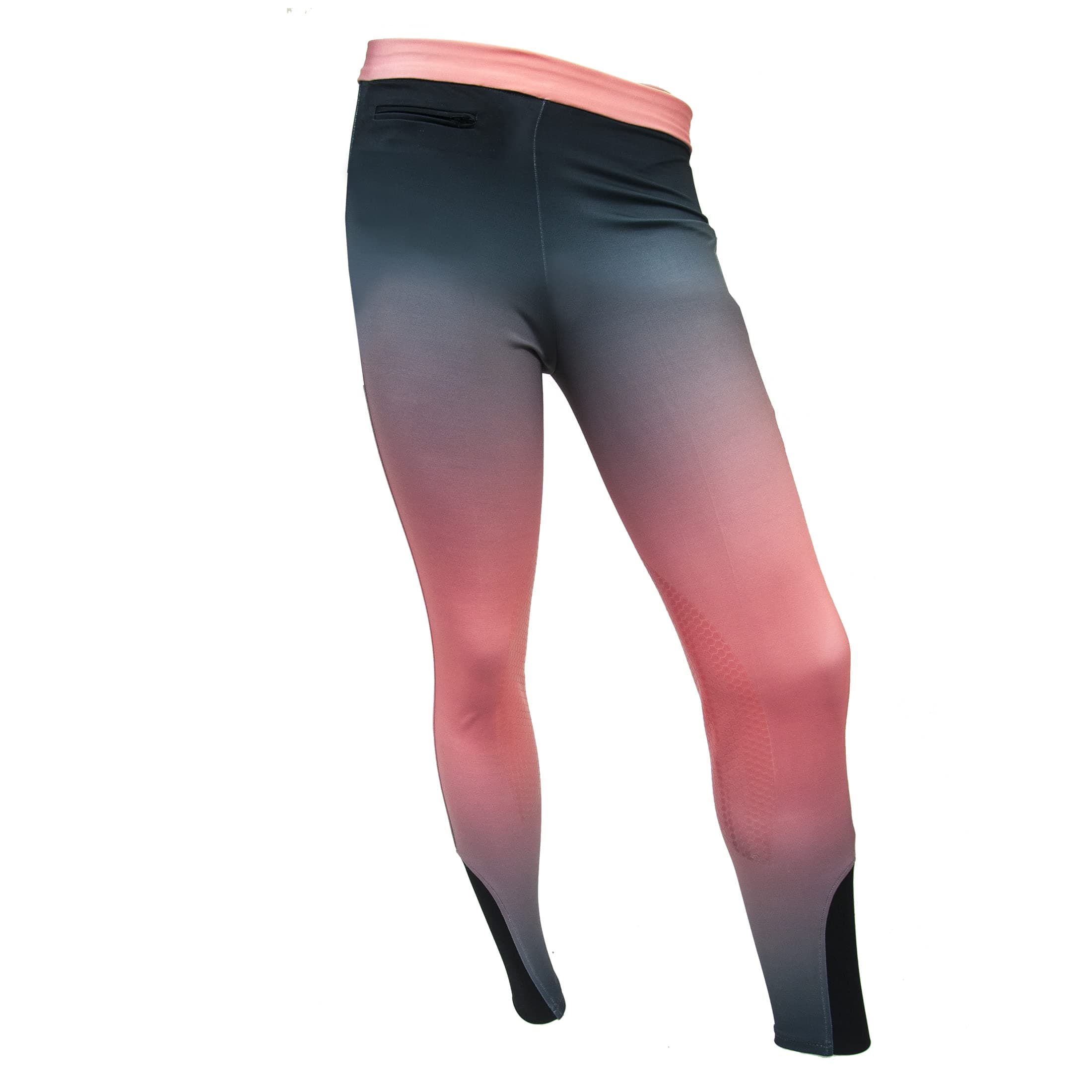 Ridetex Riding Tights with Silicone Knee Patches and Non Slip Waistband, Pink and Gray, Small