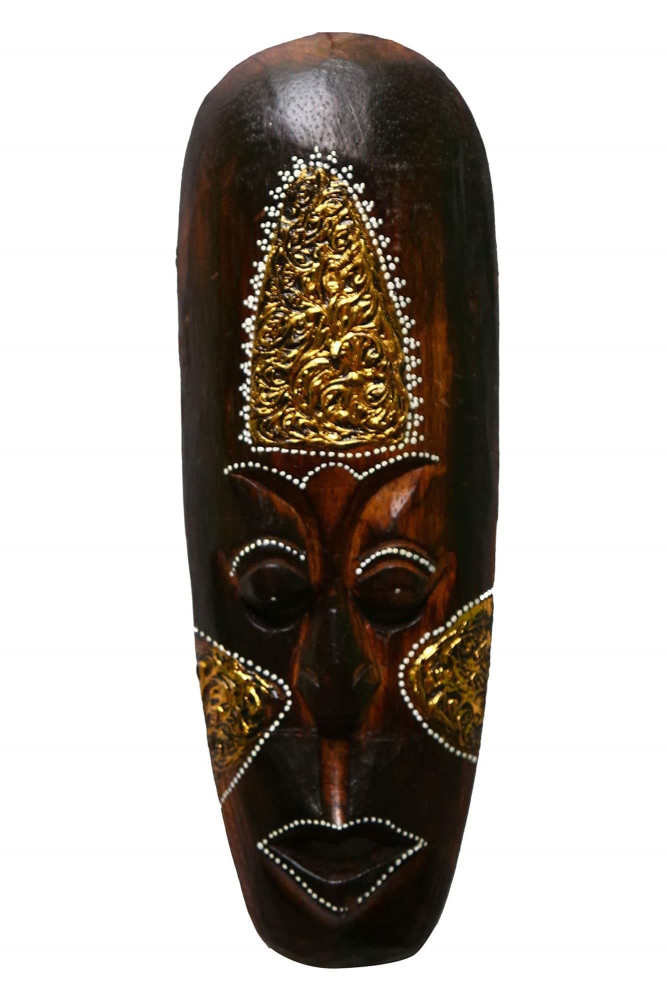 Wood Decorative African Hand Carved Mask (3.5 x 11 x 30 cm, Multicolour)