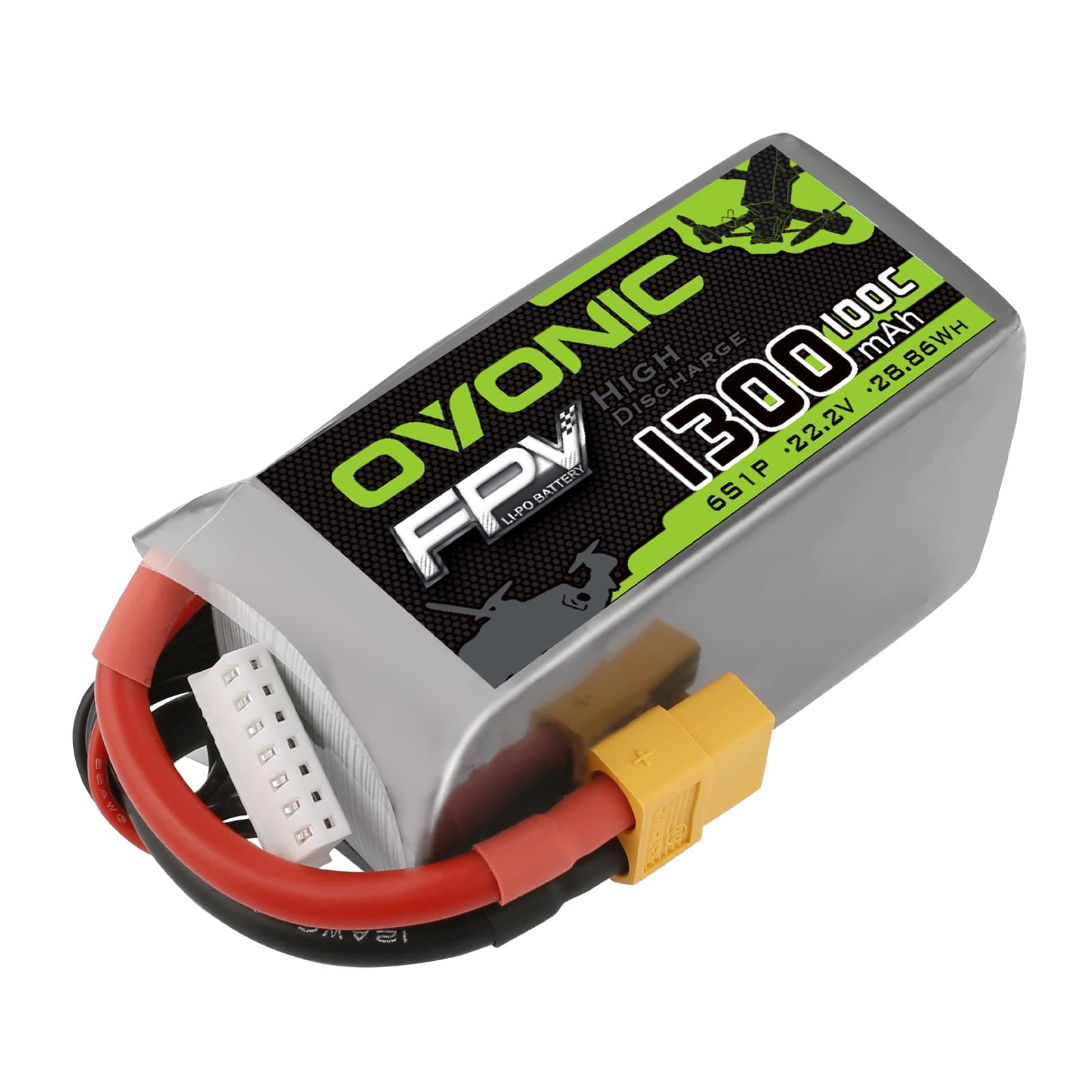 6S Lipo Battery 100C 1300mAh 22.2V Lipo Battery with XT60 Connector for RC FPV Racing Drone Quadcopter