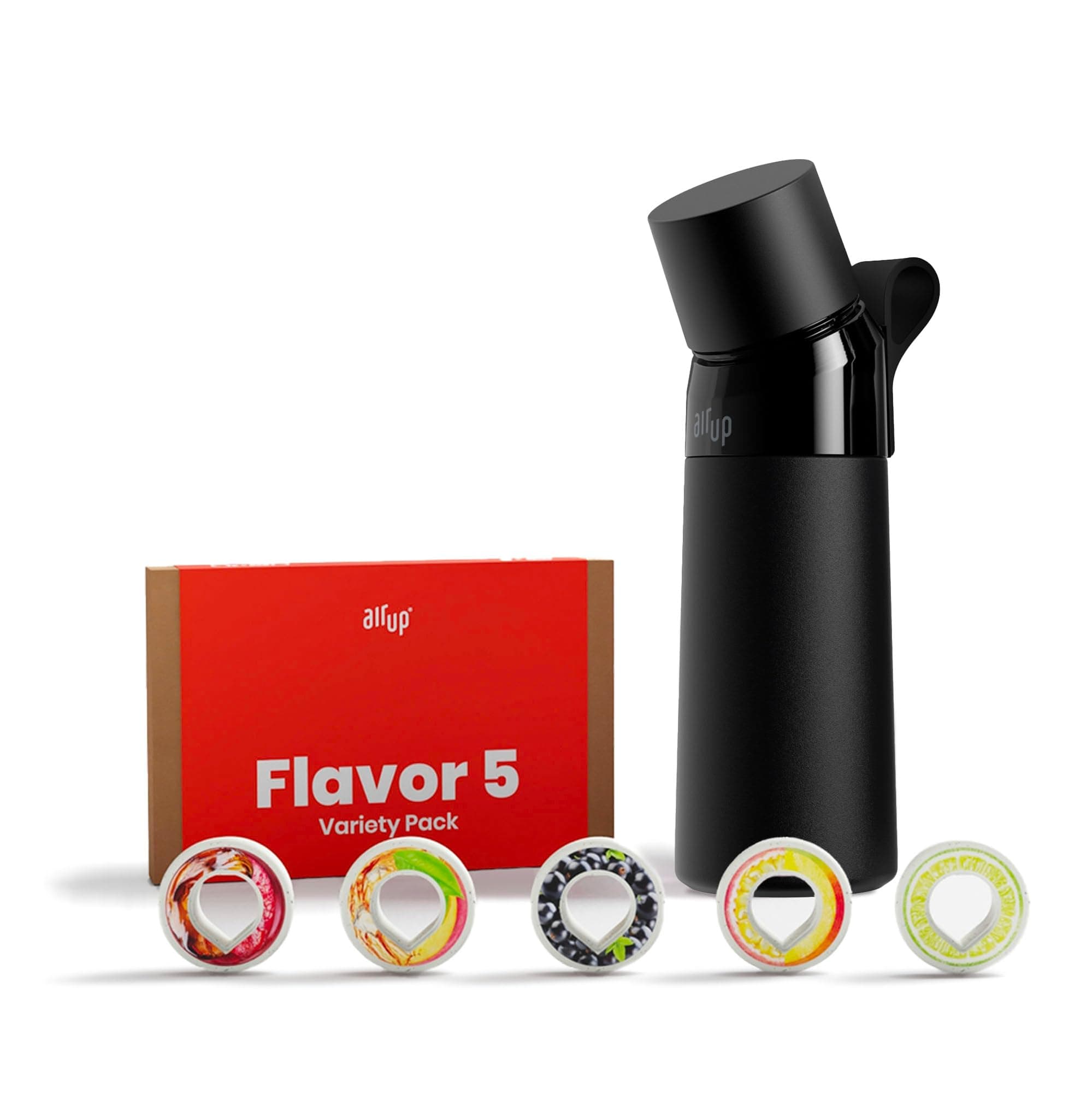 air up Twist Pro Bottle Steel Starter Set Original Stainless Steel with Pods in 5 Flavours, Sugar-Free, 480 ml Insulated Bottle with Flavour, Keeps Water Cold for 14 Hours, Black