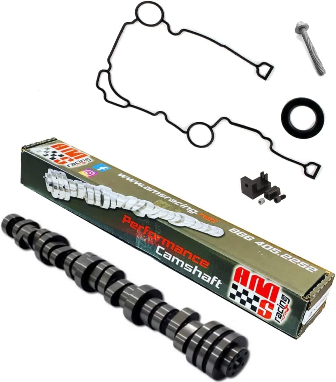 AMS Racing Stage 2 VVT Low Lift "No Springs Required" Camshaft for 2009+ Chrysler Dodge Jeep 5.7L Hemi… (Cam, Phaser limiter, and Install kit)