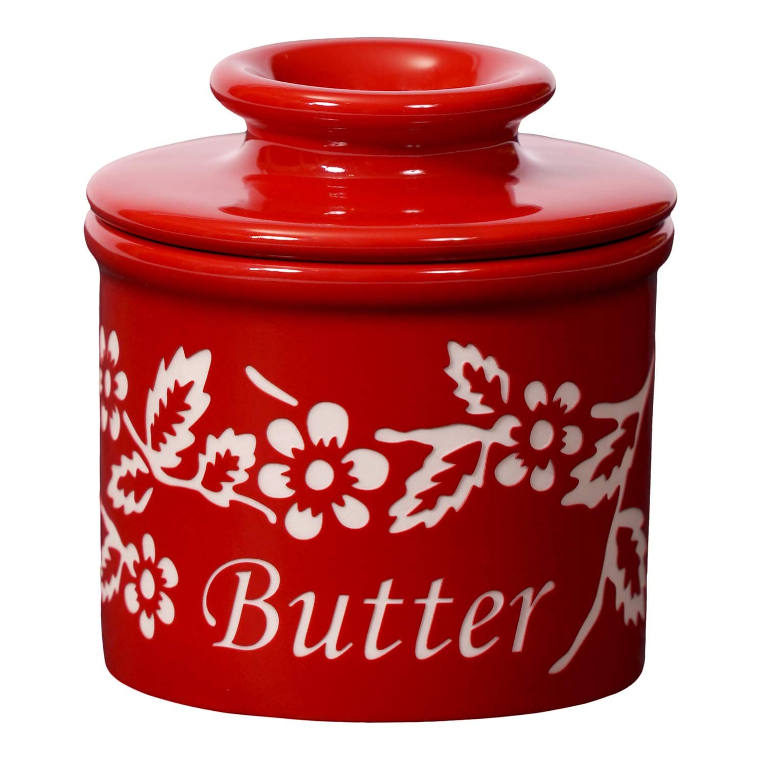 The Original Butter Bell crock by L. Tremain, Fleur de Provence Collection - Garnet Red
