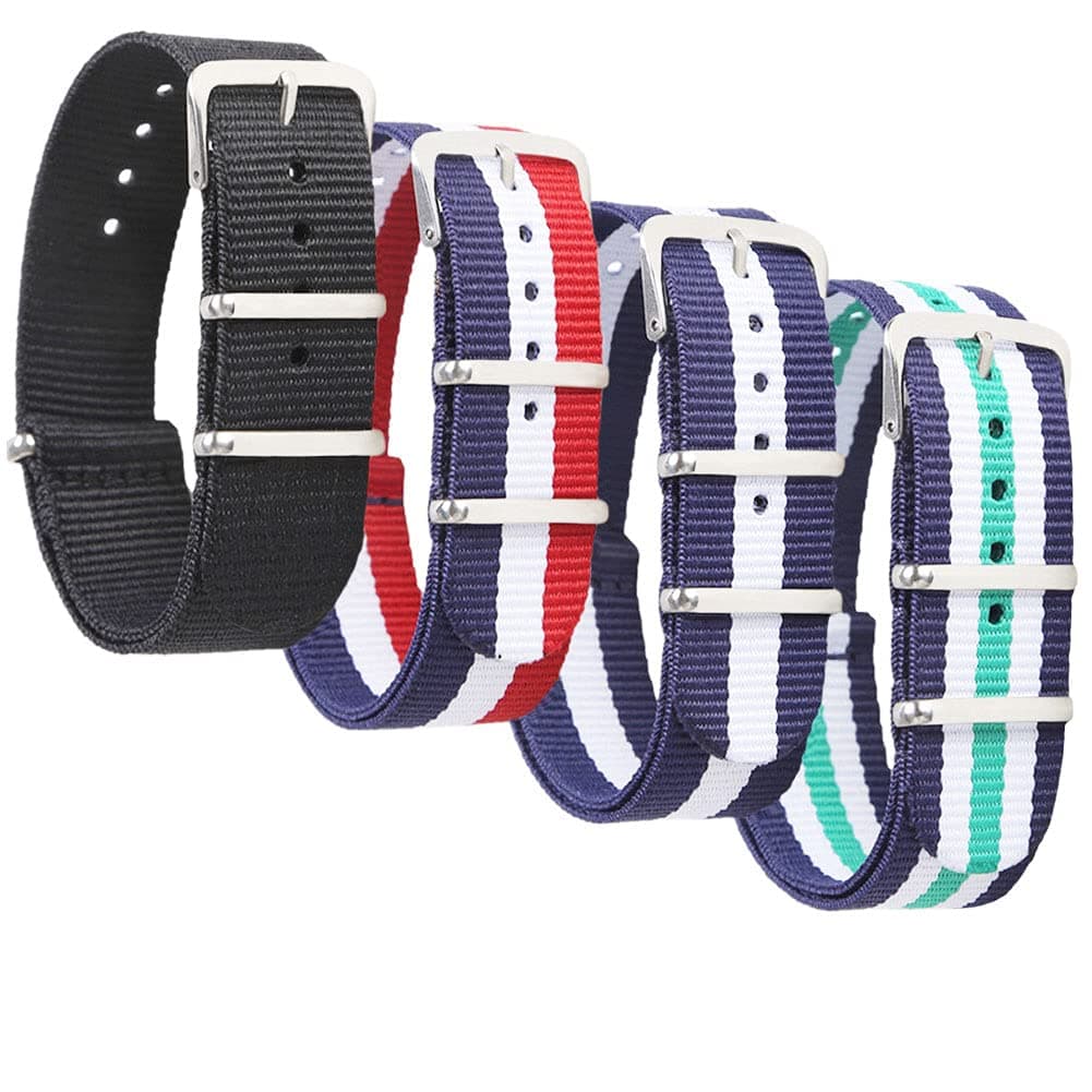 Nylon Watch Bands, Canvas Fabric Ballistic Nylon Watch Straps - Widths 16mm 18mm 20mm or 22mm 24mm