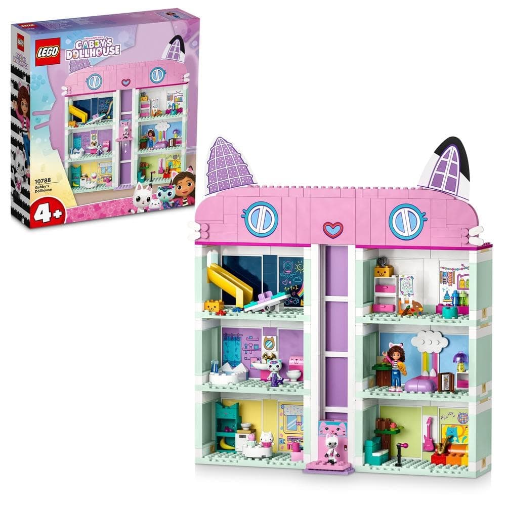 LEGO 10788 Gabby's Dollhouse Toy Playset, 4-Floor & 8-Room Dollhouse with Gabby, Pandy Paws, MerCat and Cakey figures plus Accessories, Gift Toys for 4+ Years Old Girls, Boys, Kids