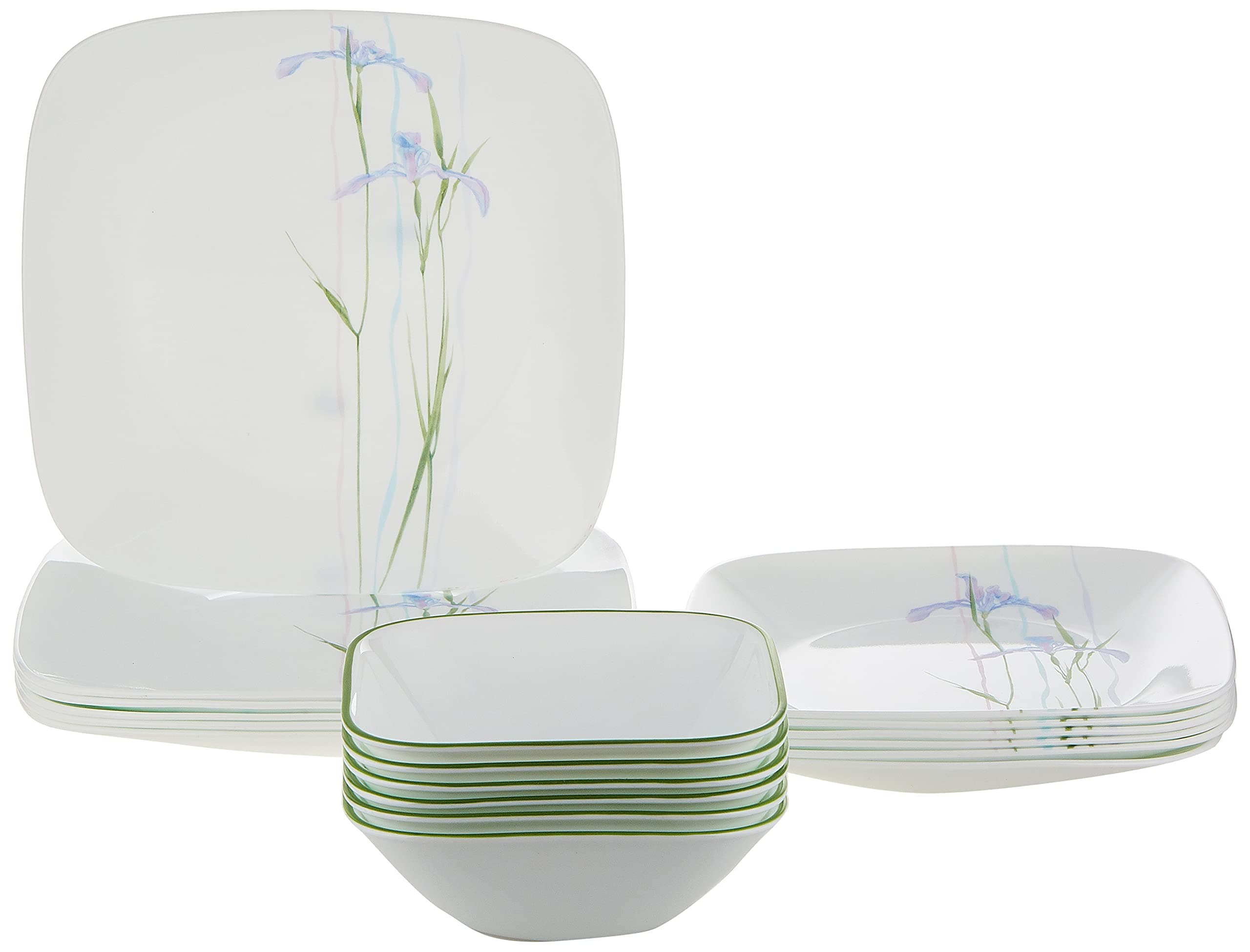 Corelle Square Shadow Iris 18-Piece Dinnerware Set, Service for 6
