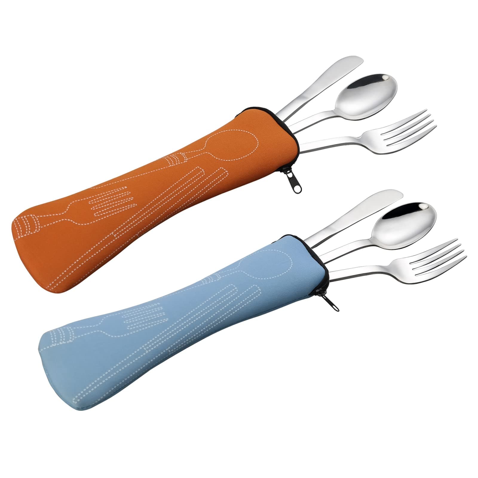 Saedy 6 Pieces Silverware Single Set, Knife Fork Spoon with Carrying Case