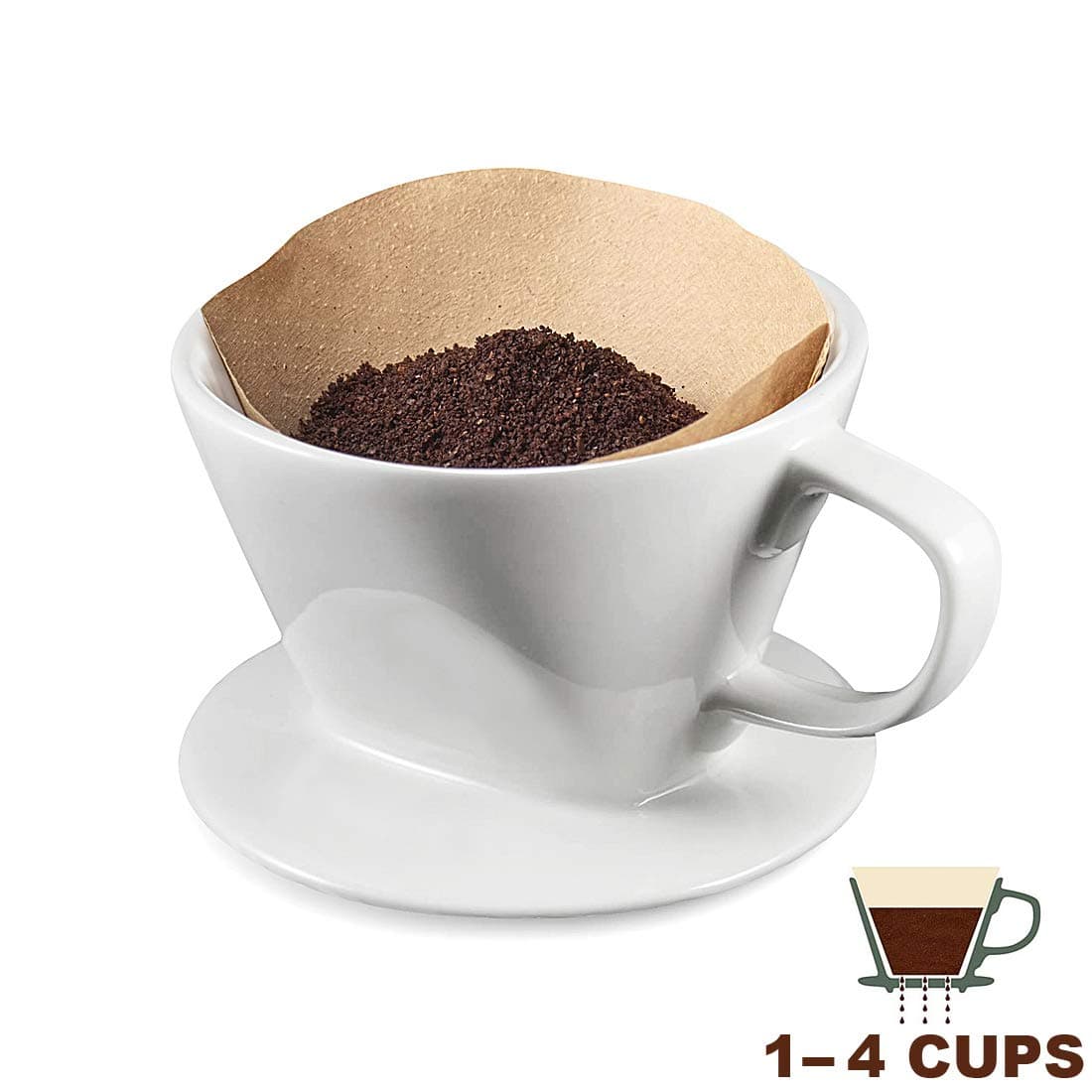 Focus AZ Porcelain Coffee Dripper, Filter Cone (White)