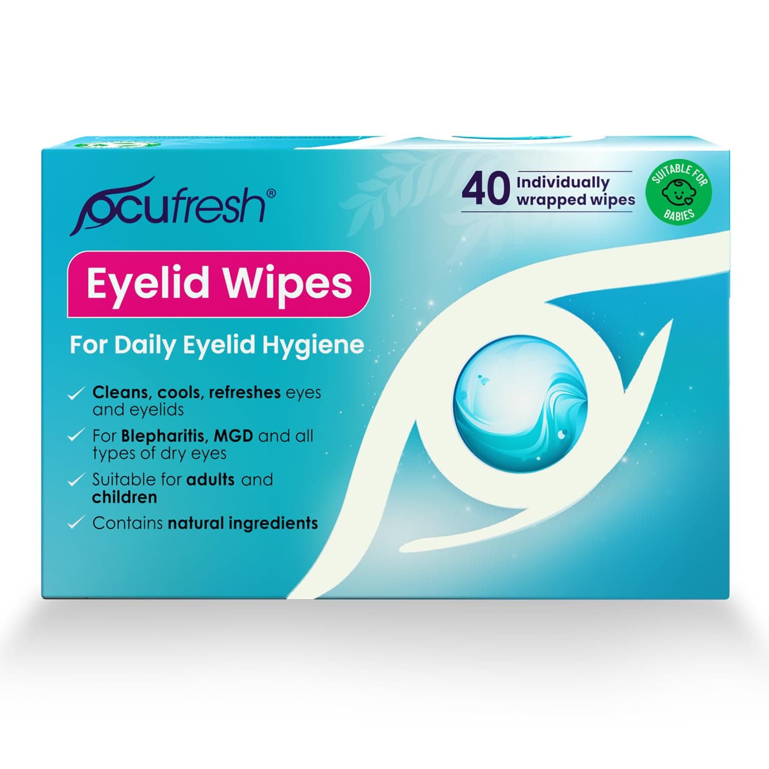 Blepharitis Eyelid Wipes โ 20 Pack Individually Wrapped - Fragrance free & Soap free, For Daily Eyelid Hygiene, Natural Ingredients, Tired and Dry Eyes