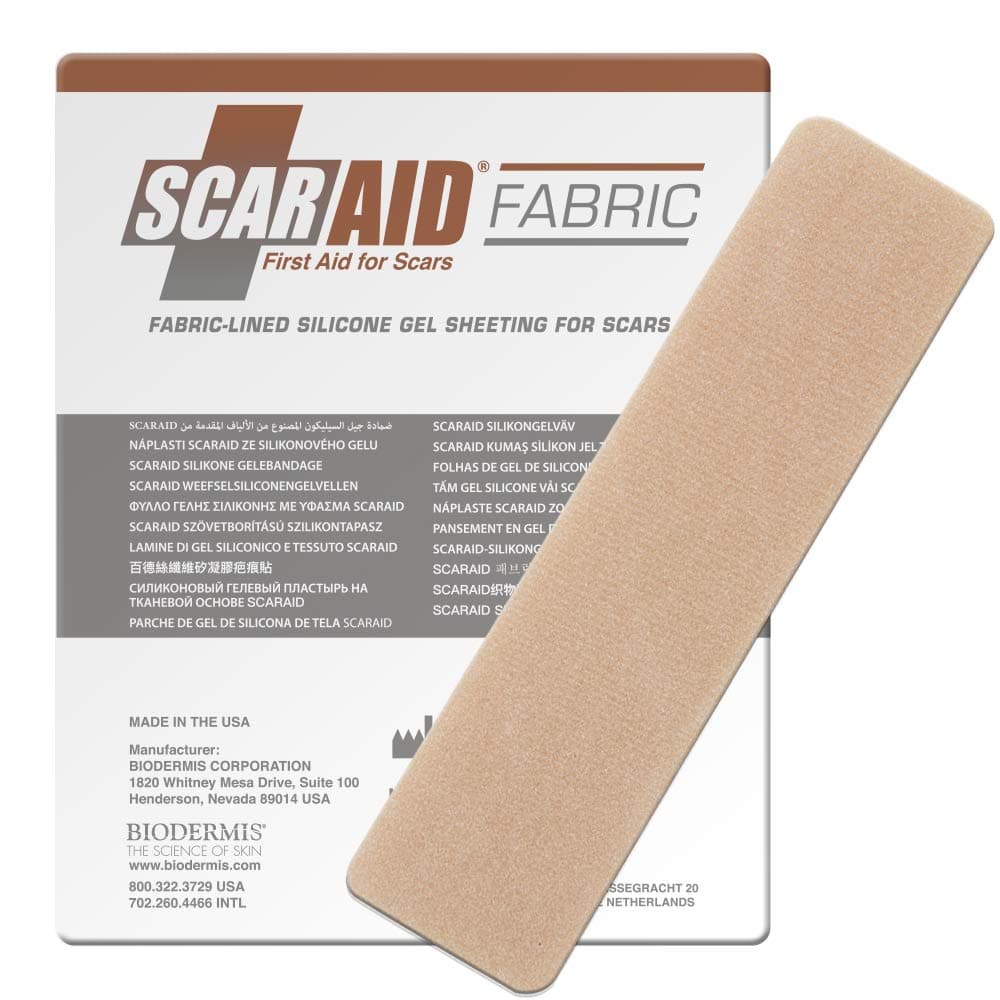 Scar Aid - Strip, C-Section -1.4 x 6 in - Silicone Gel Scar Sheet (Fabric-Lined)
