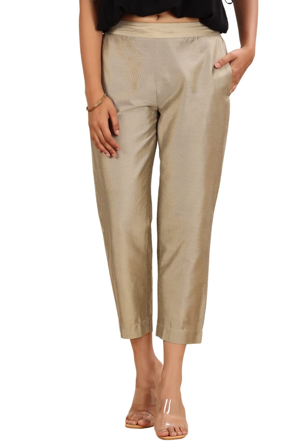 JuniperWomen's Silk Festive Solid Slim Pant Perfect for Fusion Clothing with A Traditional Twist, Trendy Silhouette and Latest Styles