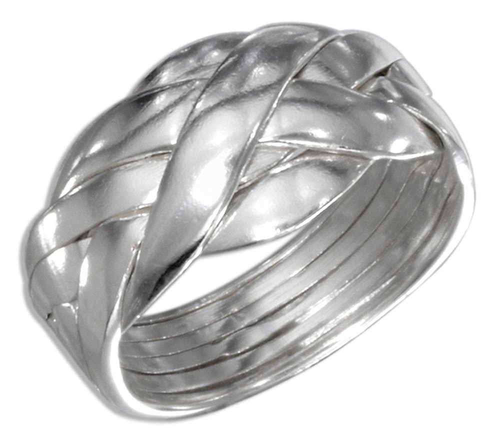 Sterling Silver 925 High Polish Six Band Puzzle Ring