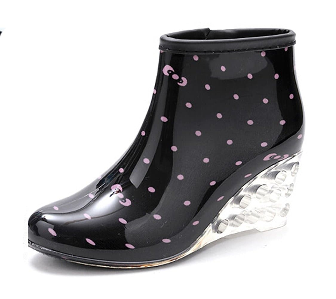 Utopia Boutique Women's Wedges Zip Rubber Rain Shoes