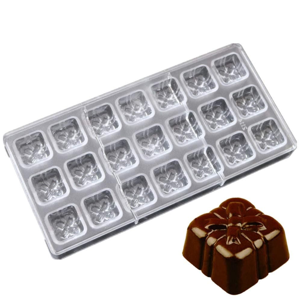 21 cavities Gift cake box shape PC Polycarbonate plastic mold for chocolate ice cube fondant candy mold for baking DIY moldes
