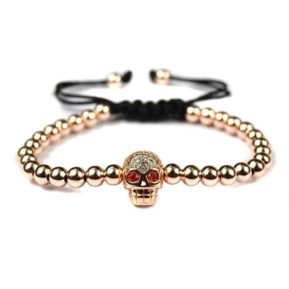 Anil Arjandas Men Bracelets Macrame Bracelet 8mm Skull Head Cz Beads