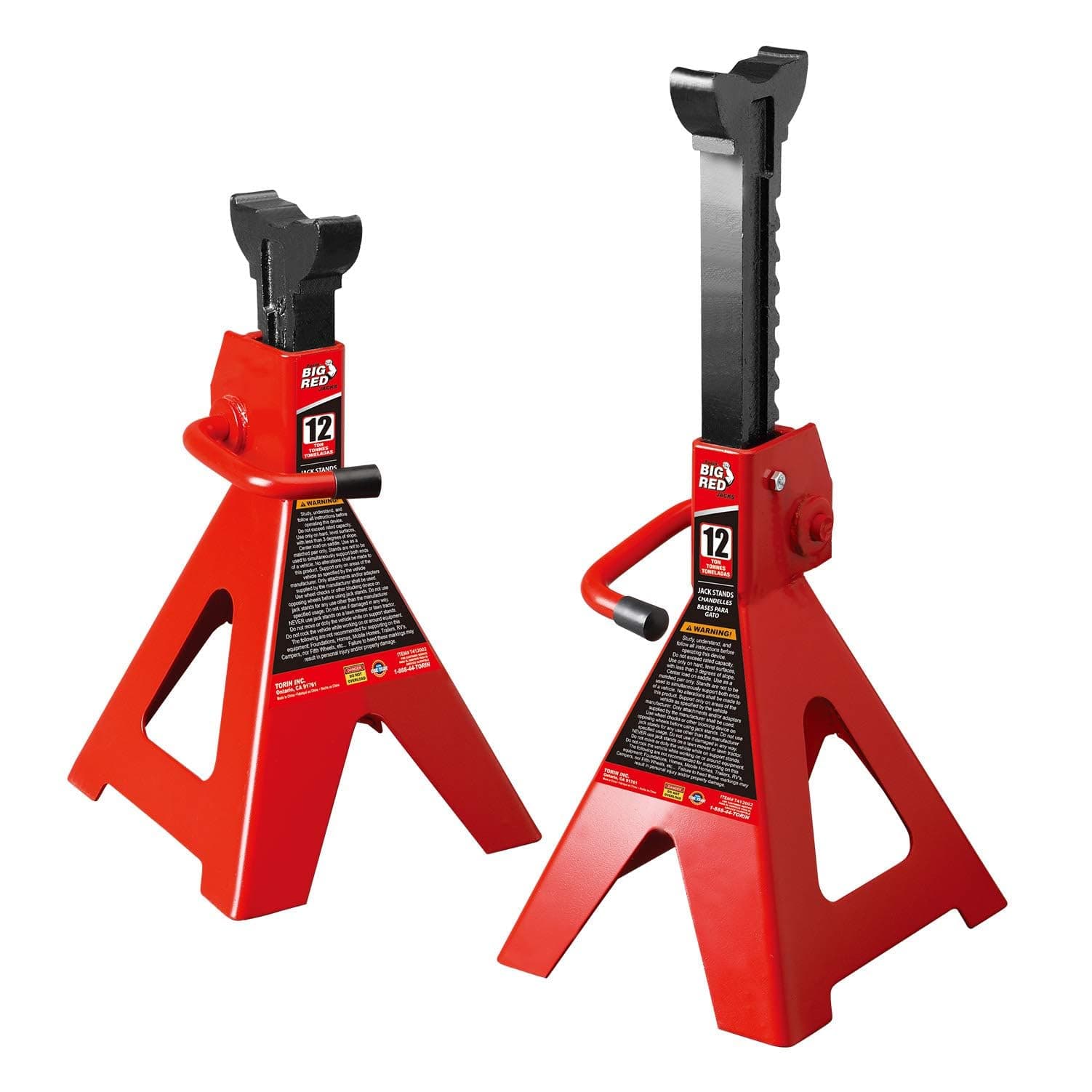 BIG RED 12 Ton Steel Jack Stands, for Lifting SUV, Pickup Truck, Car and UTV/ATV, Red, 1 Pair