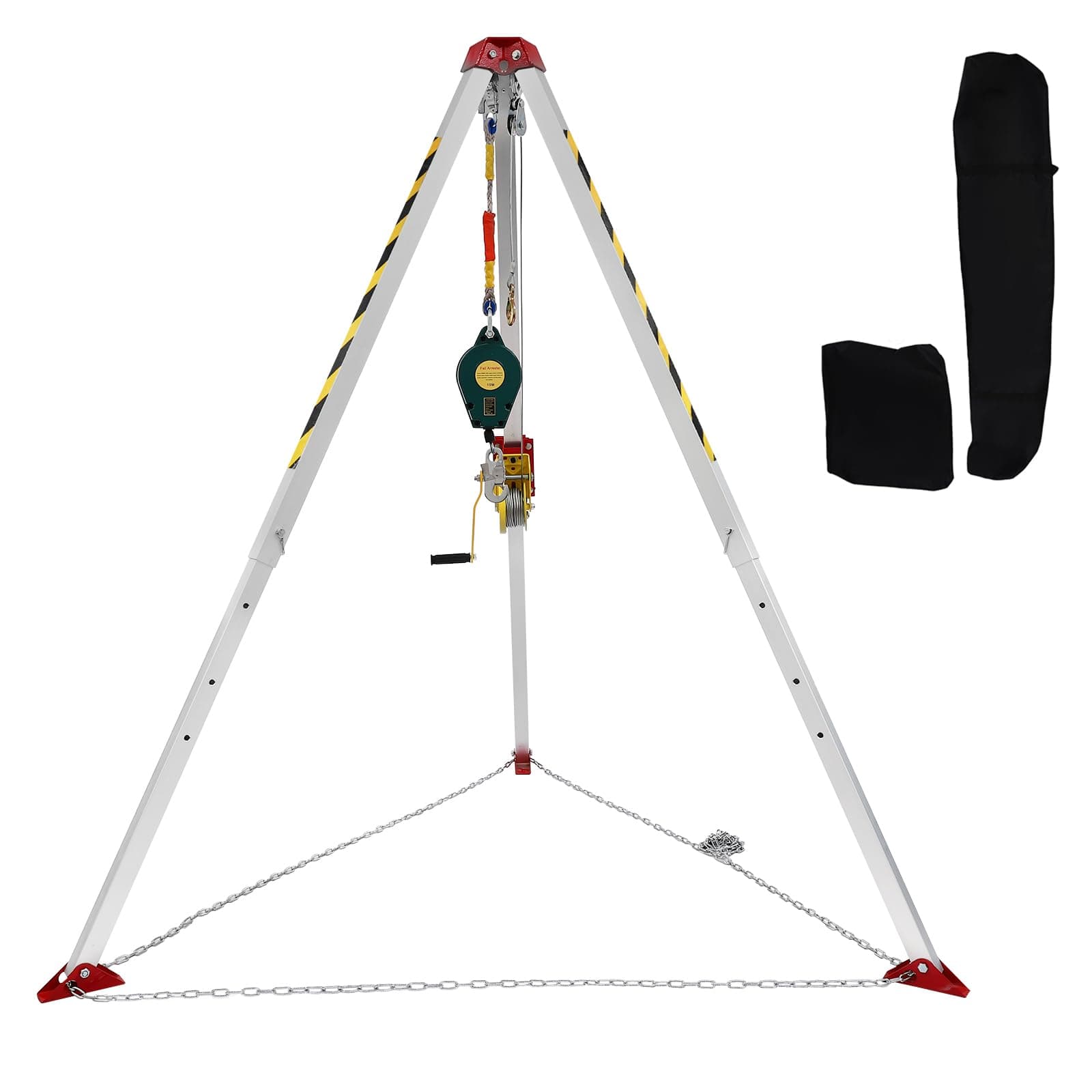 Confined Space Tripod Kit, Tripod Kit with 1200LBS Winch, Confined Space Rescue Tripod | 6.5ft Leg Bracket | 5-6.5ft Working Height | 396.83lbs Tripod Load | 65.62ft Steel Wire Rope Length