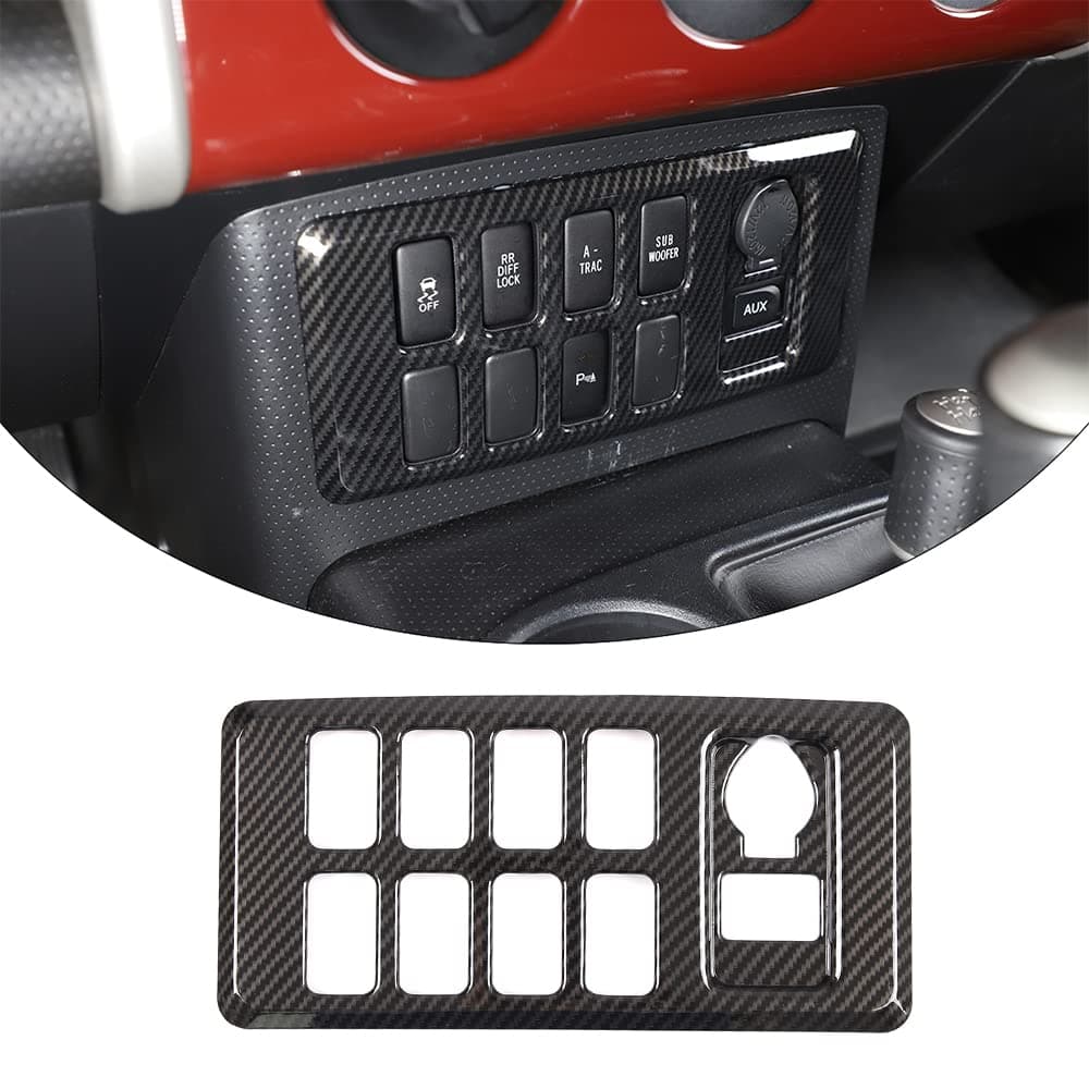 LLKUANG ABS Center Console Driver Assistance Decoration Cover for Toyota FJ Cruiser 2007-2021 Air Conditioning Button Mode Panel Frame (ABS Carbon Fiber)