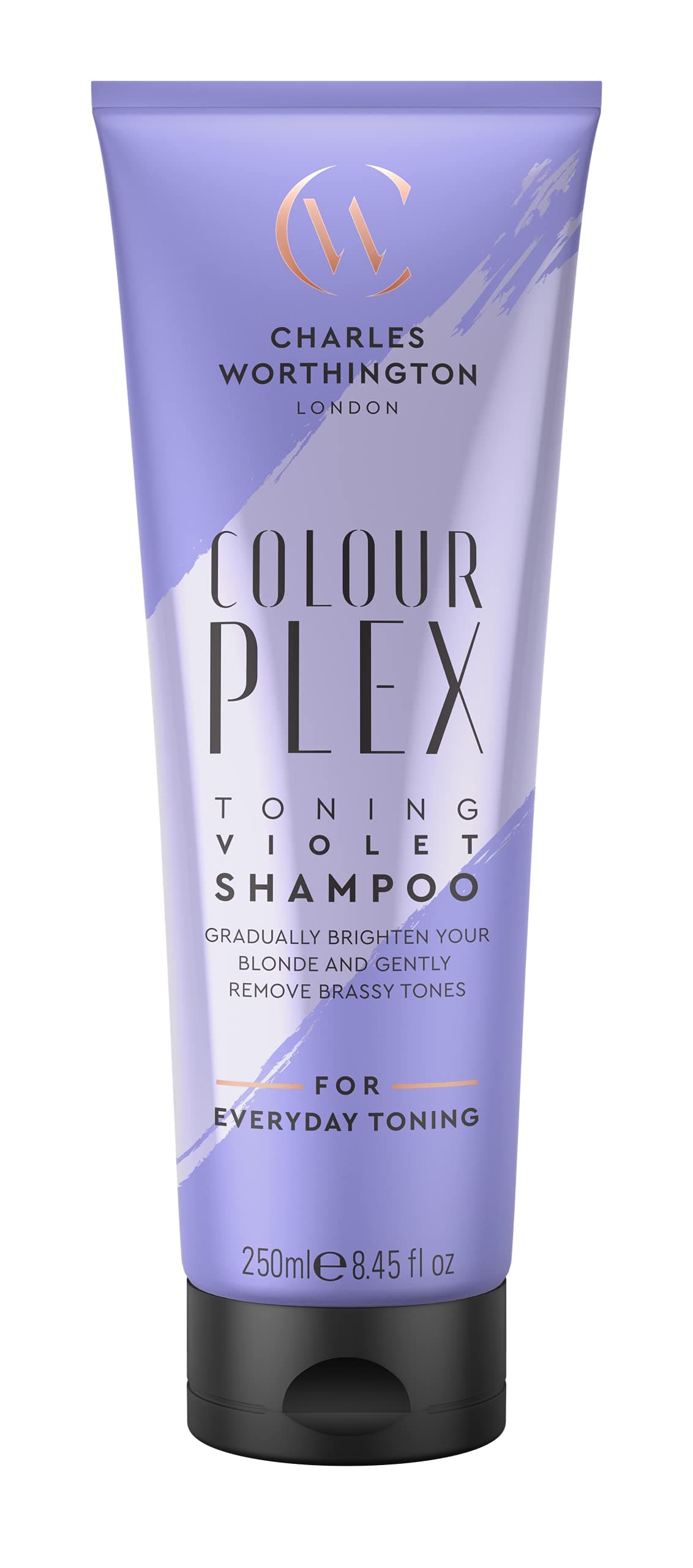 Charles Worthington ColourPlex Toning Violet Shampoo, Tone and Brighten, Purple Shampoo for Blonde Hair, Salon Toning Shampoo for Blondes, 250 ml