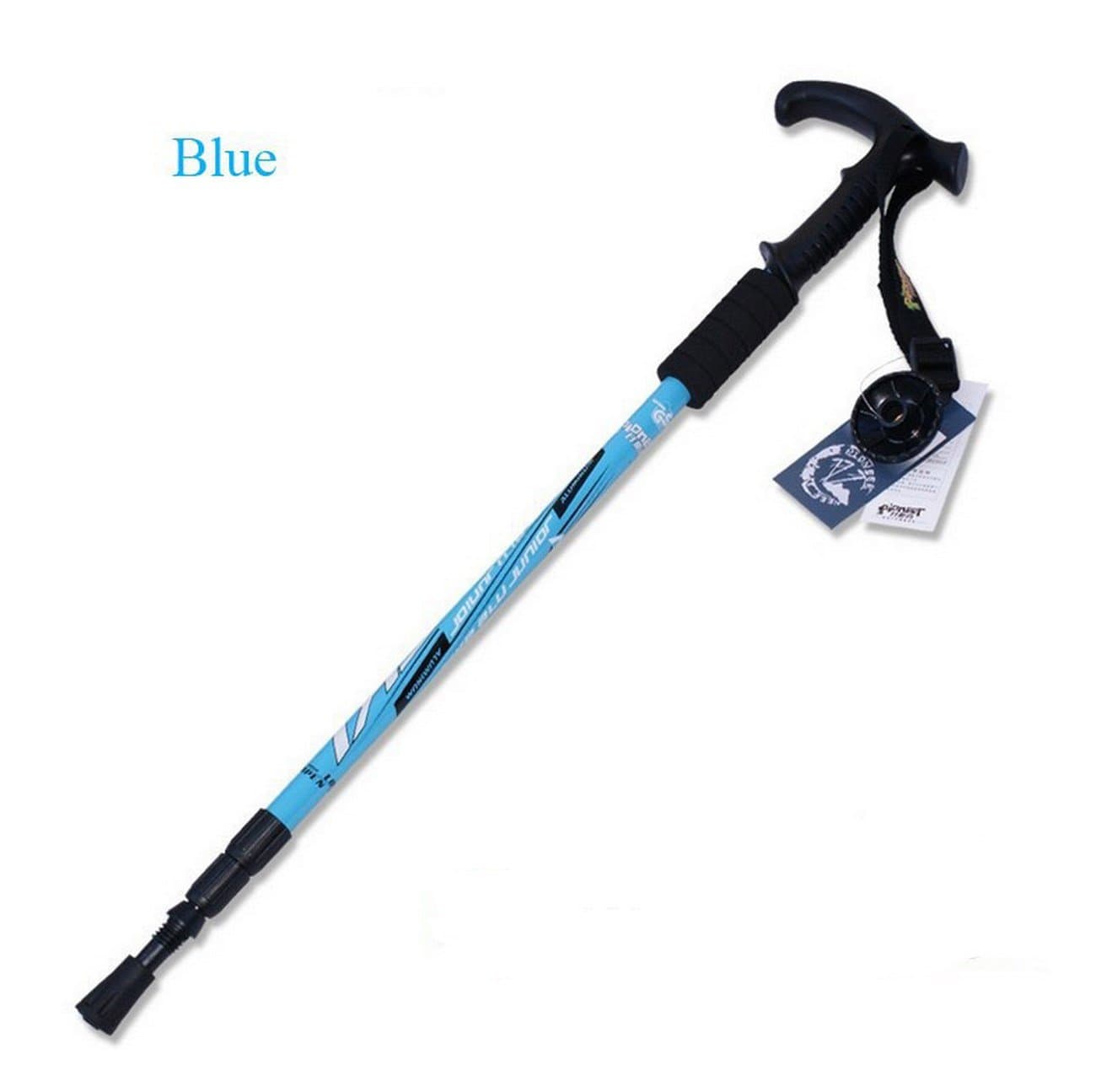 1 Pole of 65-135Cm Trek Pole Hike Telescope Stick Nordic Walk Cane Carbon Fiber Ultralight Camp Grip Crutch Bar Baston Aluminum - Blue