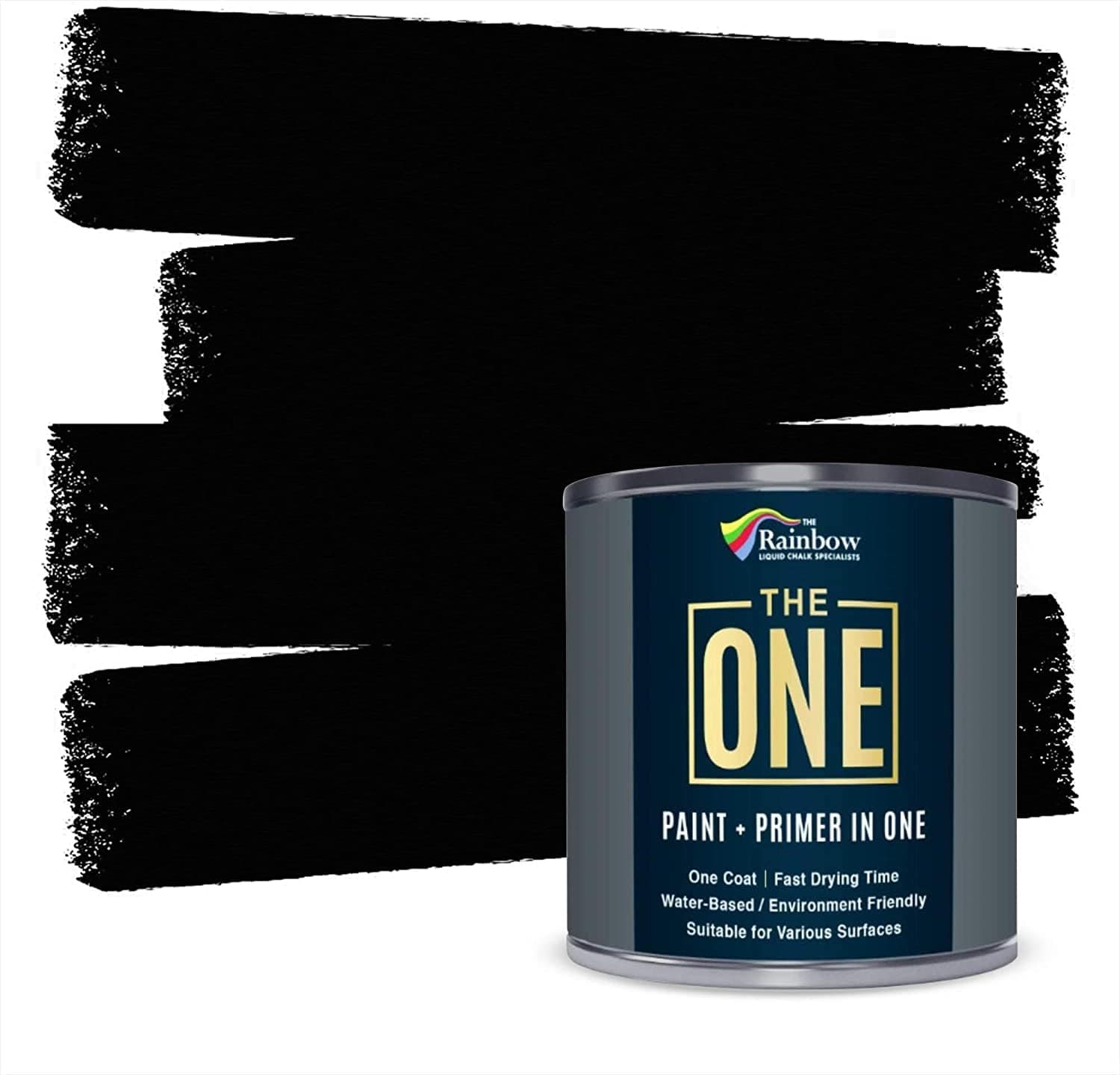 All-In-One Paint & Primer - Black Satin, 33.8 Fl Oz/1 Liter | 1 Coat Formula | Easy Indoor & Outdoor Decorating for Home & Garden Walls, Floors & Furniture | Water-Based & Low VOC