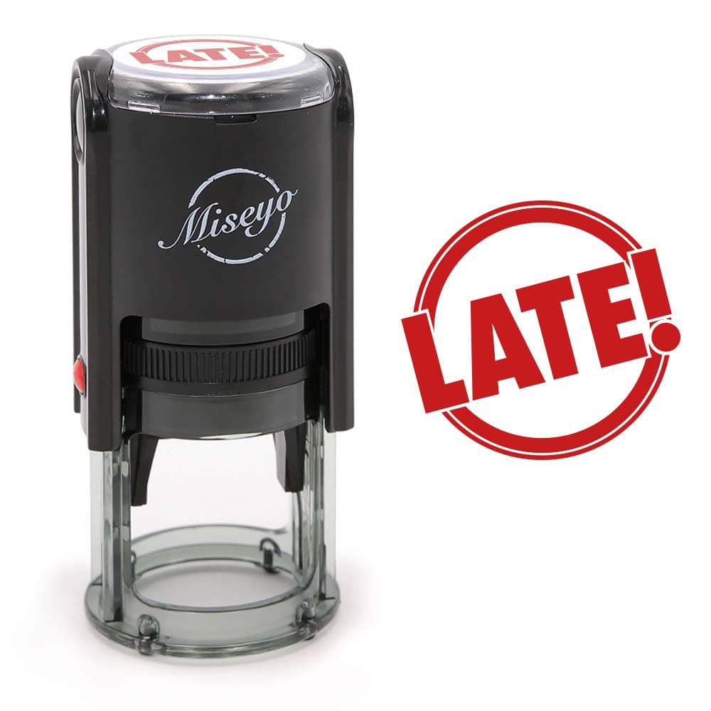 Late! - Miseyo Self-Inking Round Teacher Stamp - Red Ink