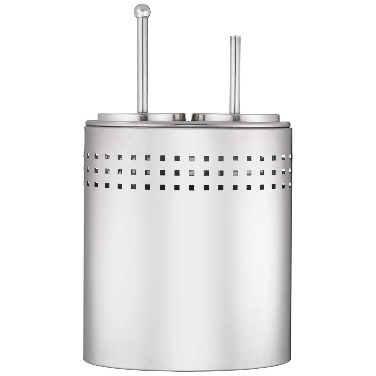 Blue Donuts Toilet Brush and Plunger Set with Holder, Modern Chrome Bathroom Accessories Toilet Plunger and Toilet Bowl Brush Combo