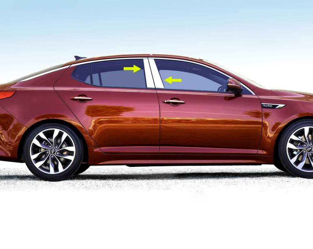 Made in USA! Compatible with 2011-2015 Kia Optima 4PC Stainless Steel Chrome Pillar Post Trim