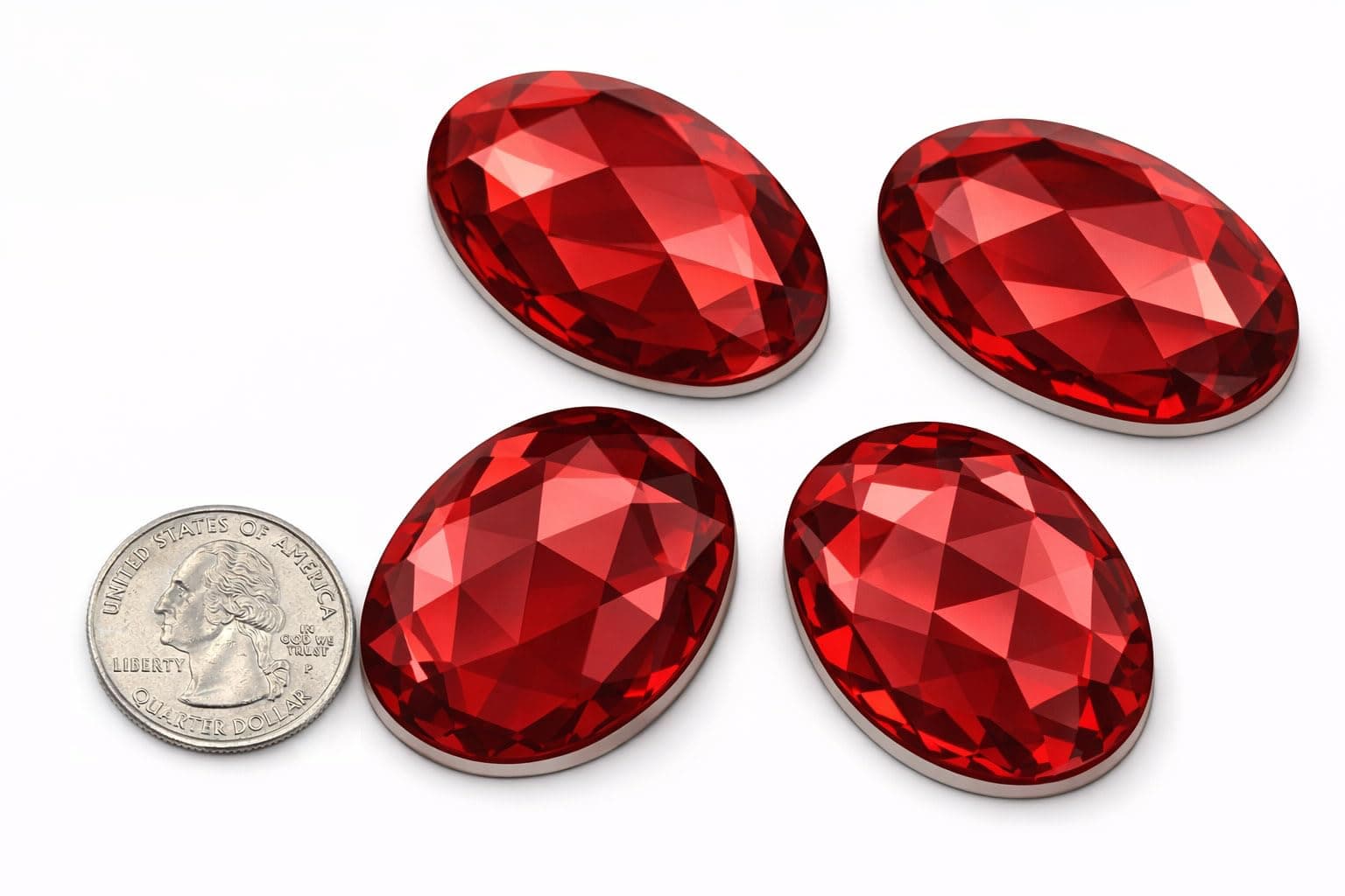 40x30mm Red Ruby H103 Large Flat Back Oval Acrylic Rhinestones Cosplay Costume Gems Plastic Jewels Embelishments DIY Crafts Gemstones - 4 Pieces