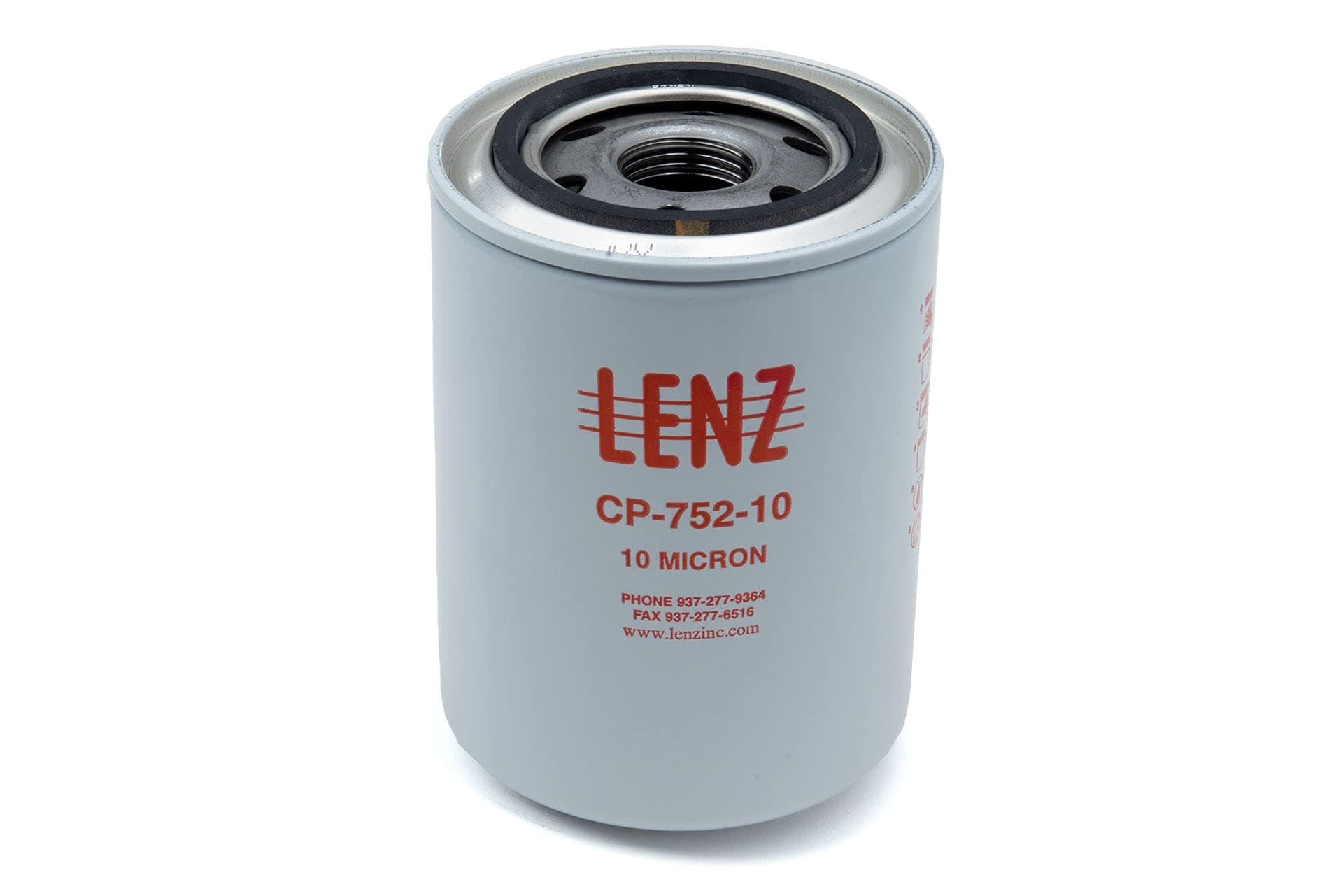 Lenz Hydraulic Filter Canister - 10 Micron Filtration - 20 GPM Flow Rate, 200 PSI Maximum Pressure, 1"-12 UNF Thread, Spin-On Design for Industrial Hydraulic Systems, Aluminum Construction