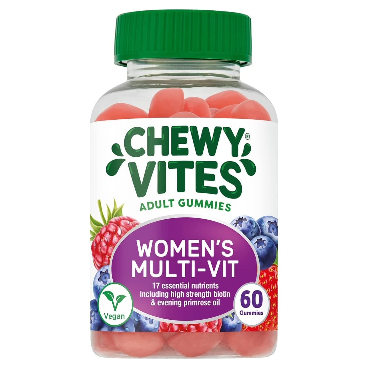 Women | Multivitamin 60 Gummy Vitamins | 17 Essential Nutrients Especially for Women |Including High Strength Biotin & Evening Primrose Oil| Real Fruit Juice | Vegan | 2-a-Day