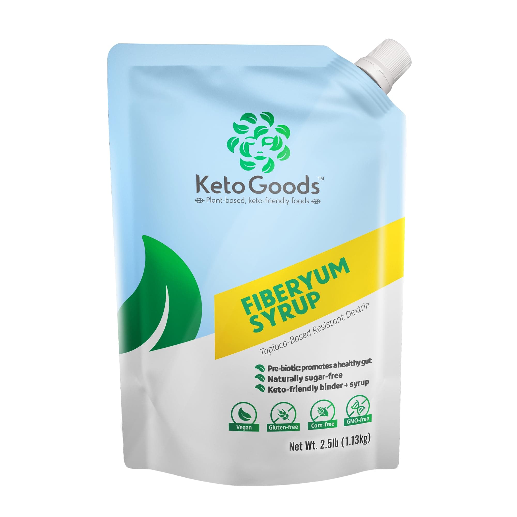 FiberYum by KetoGoods Pre-biotic Tapioca Fiber Syrup | Plant Based from Cassava Root | Low Cal, Keto, Non-GMO & Kosher Certified | Diabetes-Safe Tapioca Syrup 2.5lb / 40oz