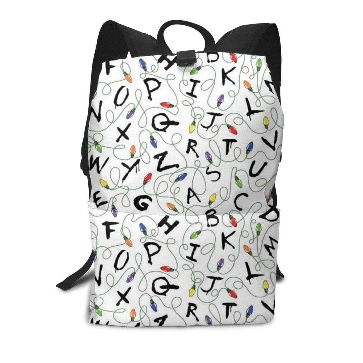 shyly Stranger Letter Things White 3D Printed Lightweight Durable Backpack Daypack For School Travel Hiking