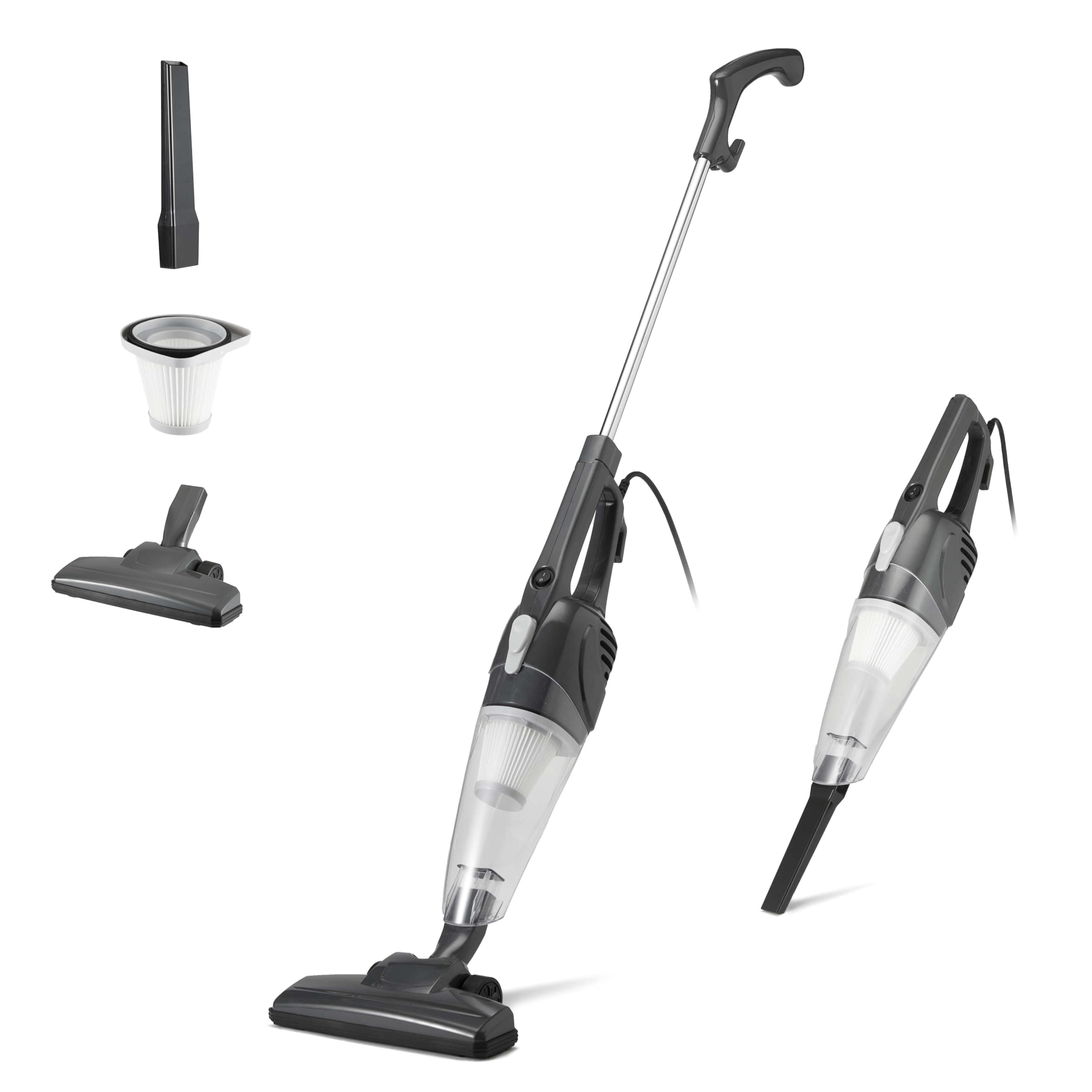 2-in-1 Corded Upright Vacuum Cleaner, ECO Motor, replaceable filtration, Lightweight Stick, Black