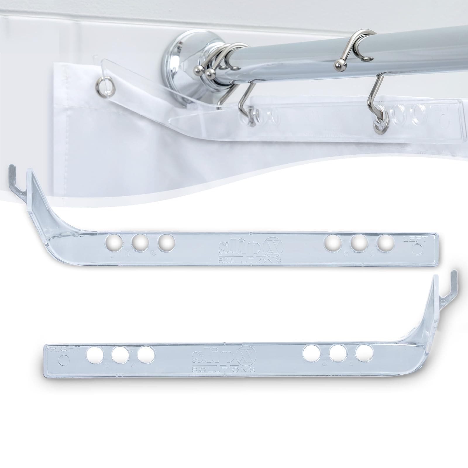 SlipX Solutions Shower Curtain Splash Guards Holds Liner to Wall to Keep Water Inside Your Shower