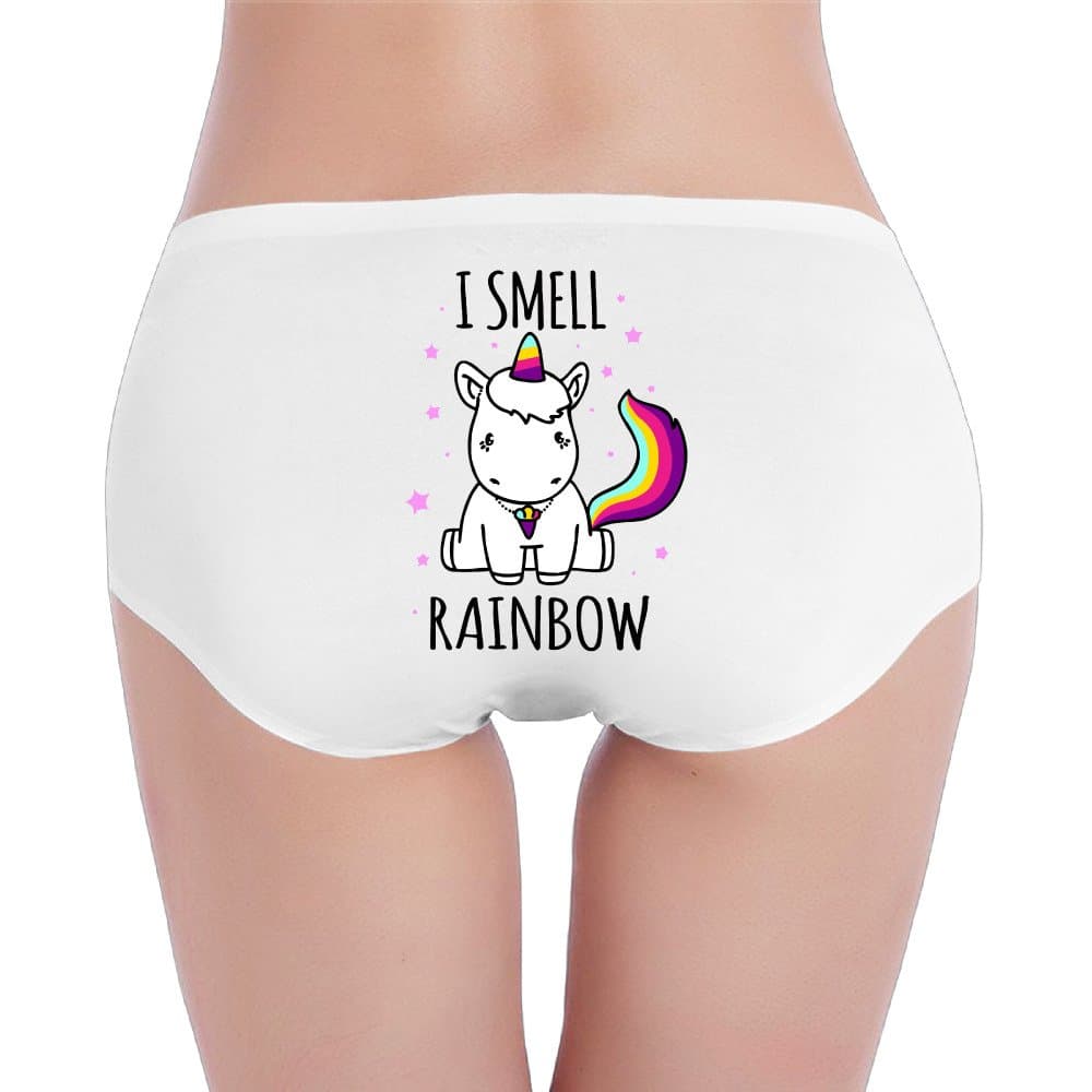 Wally Women's Unicorn I Smell Rainbow Low-Rise Cotton Bikini Brief Panties Underwear M