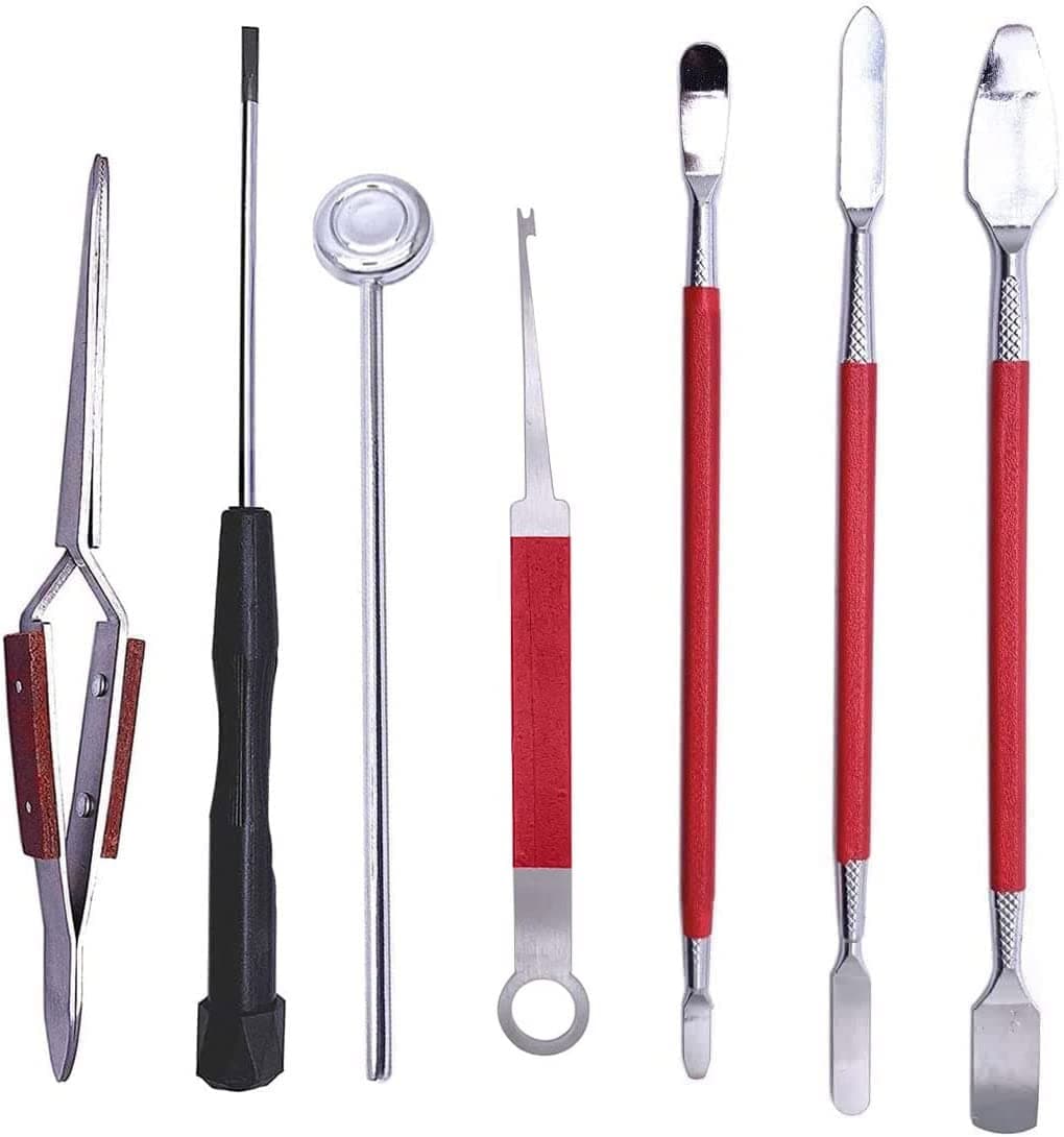 TUOREN Set of 7 Steel Woodwind Instrument Repair Tool with Spring Hook Tone Pad Key Covers Protector Solder Tweezers for Sax Clarinet Oboe Flute Piccolo Bassoon