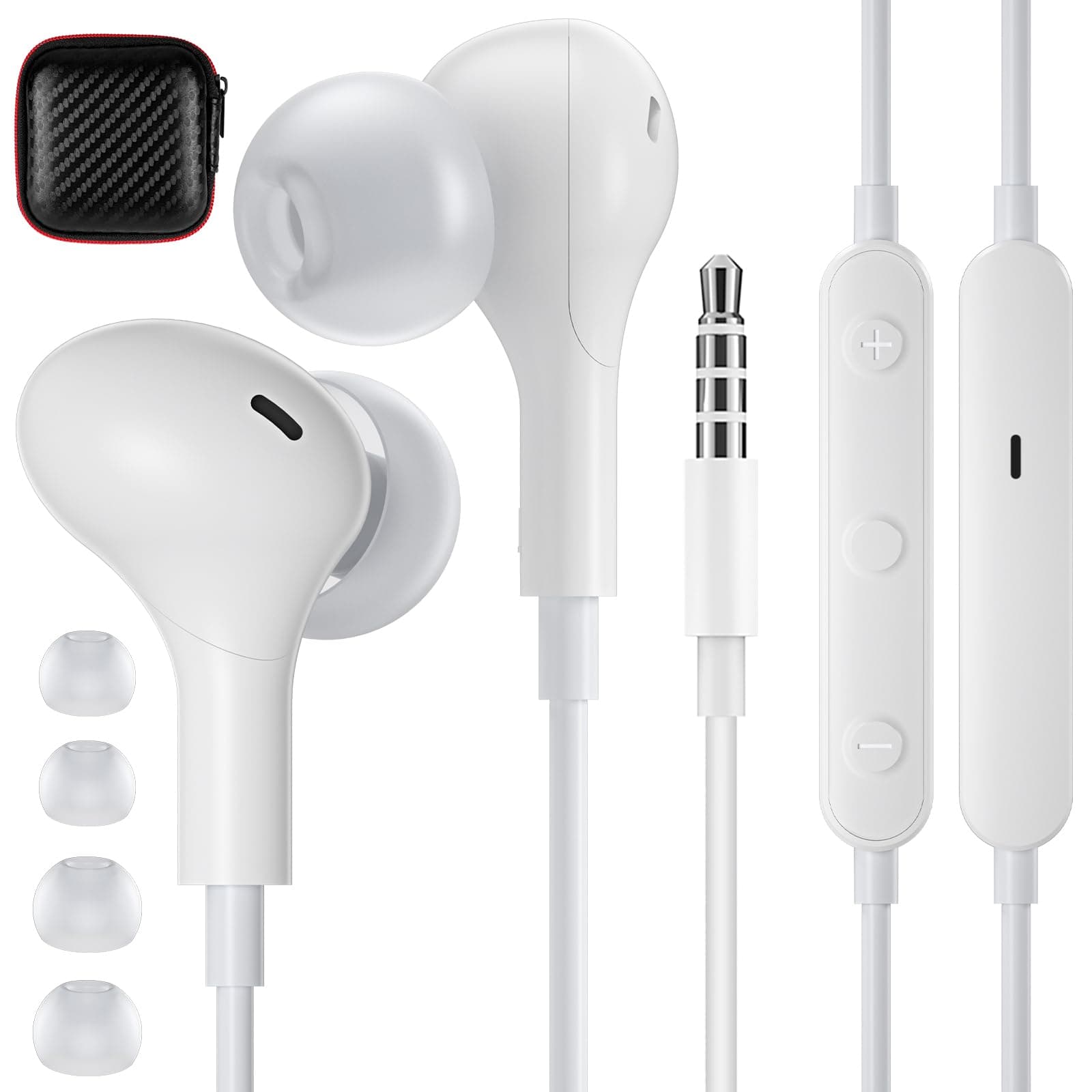 APETOO 3.5mm Headphones Magnetic in-Ear Earphones Wired Earbuds with Microphone Volume Control HiFi Stereo Noise Canceling for iPhone, Samsung, Computer, Laptop, MP3/MP4, Android, Kids, School Student