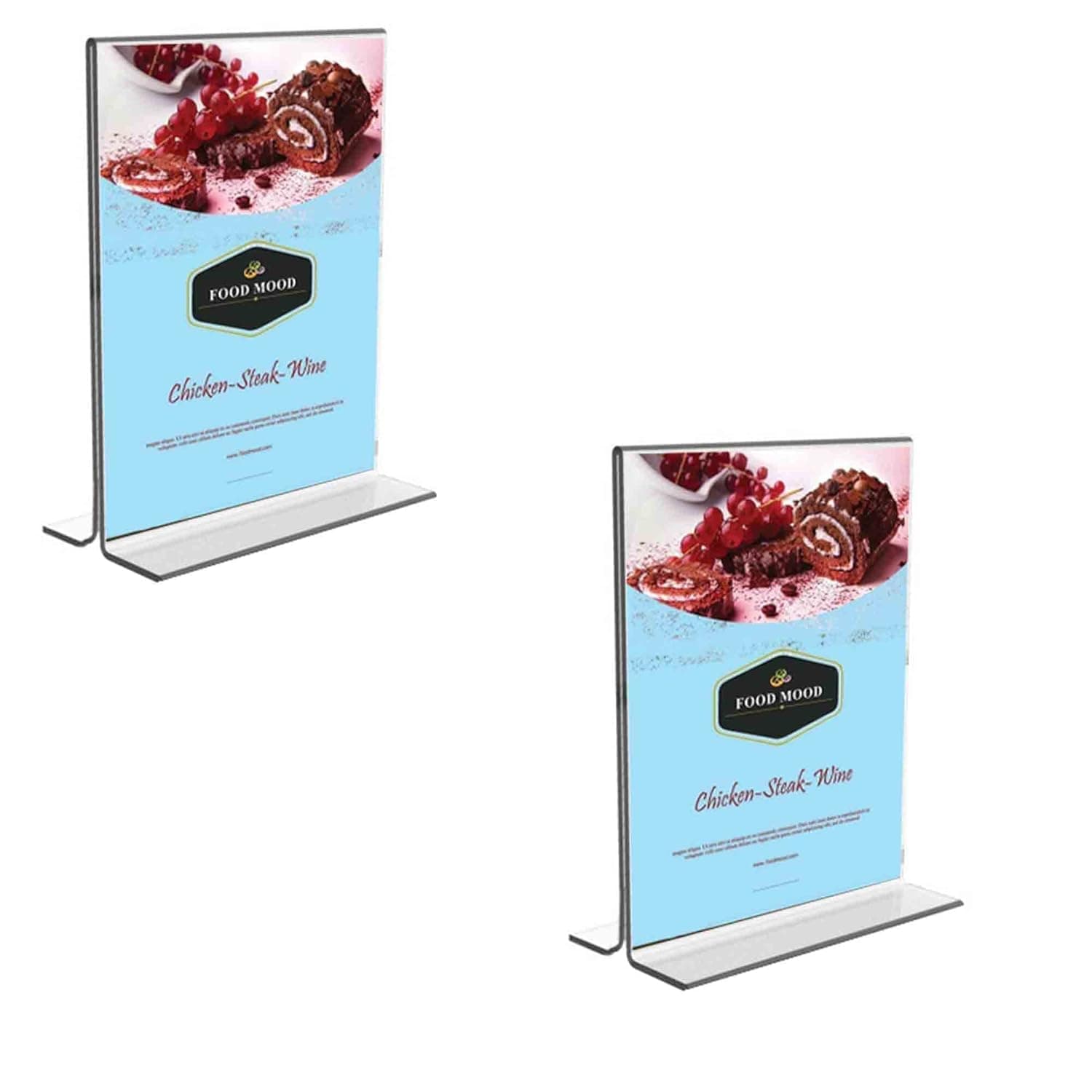 CPI 4 X 6 Inch (A6) T Shape Acrylic Sign Holder Double Side Table Menu Stand, Clear Plastic Desktop Display Perfect for Restaurants, Promotions, Photo Frames, School, Office, Hotel, Party (Set of 2)