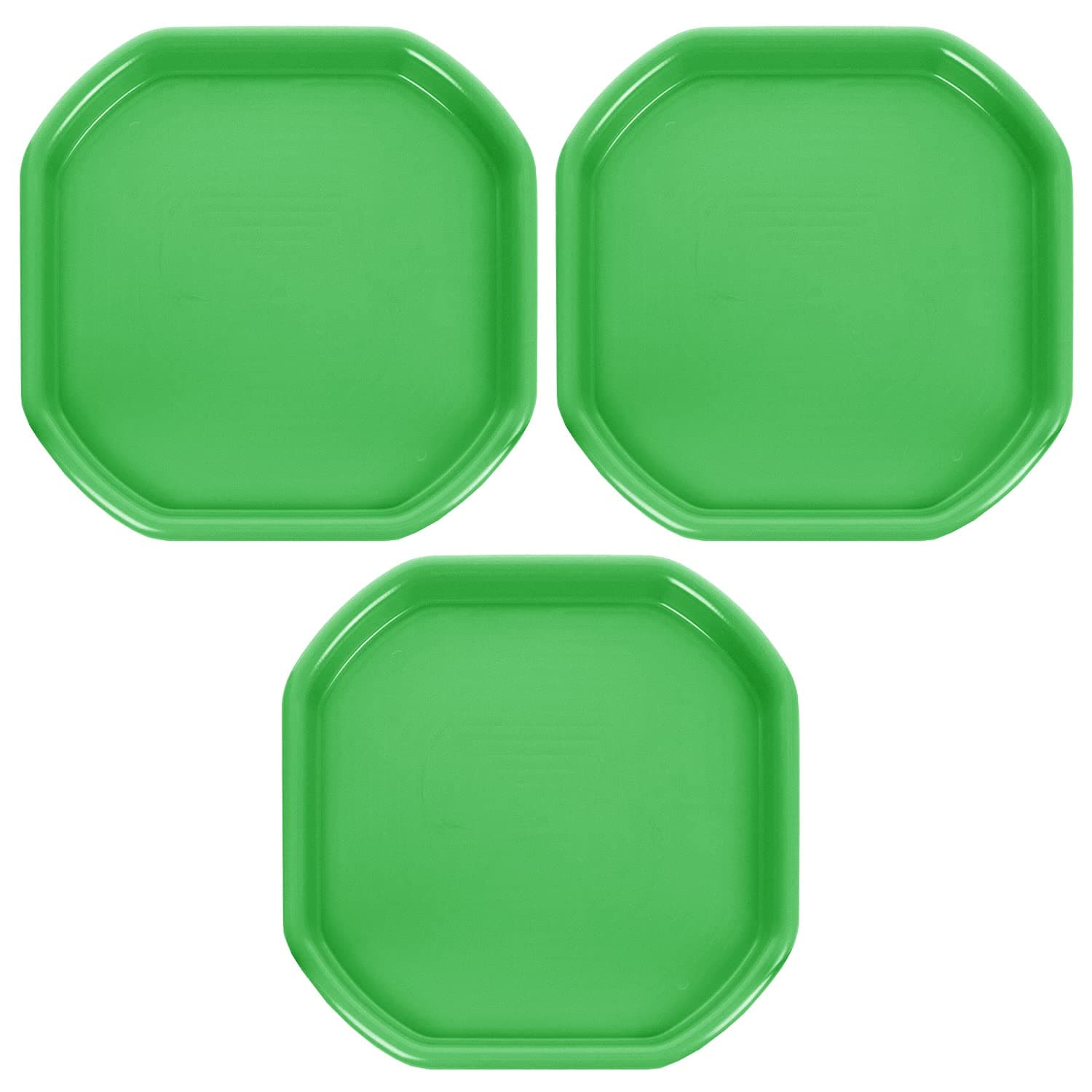 Set of 3 - Small Mixing Tray Octagonal Plastic Tuff Tray 70cm X 70cm Sand Water Play Builder Equipment Pool Pit Coaster Cement Mortar Mixing Board Beach Garden Messy Activity Tray (Lime Green)
