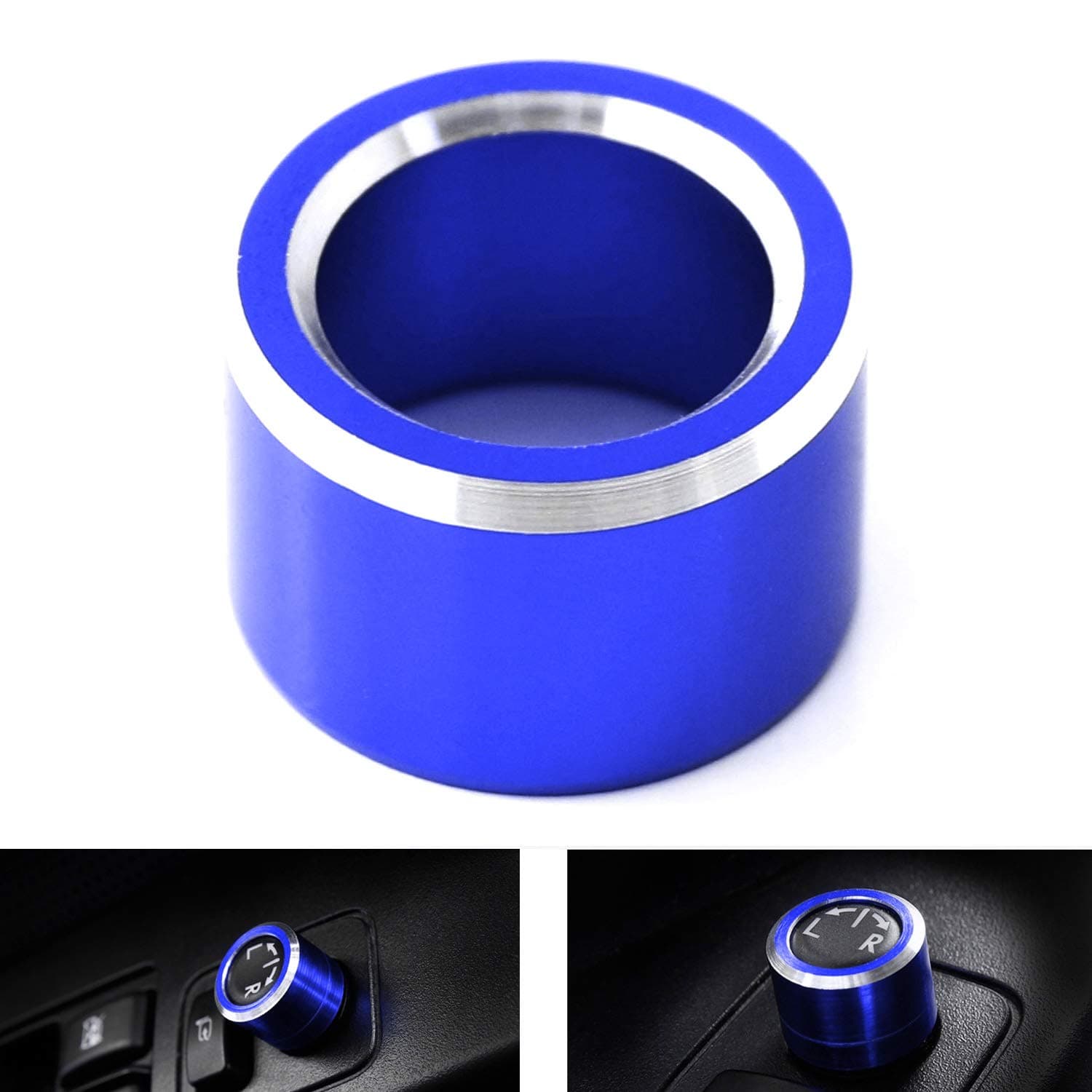 iJDMTOY Blue Anodized Aluminum Side Mirror Adjustment Button Knob Cover Compatible With Subaru WRX, STI, Impreza, Forester, XV Crosstrek.