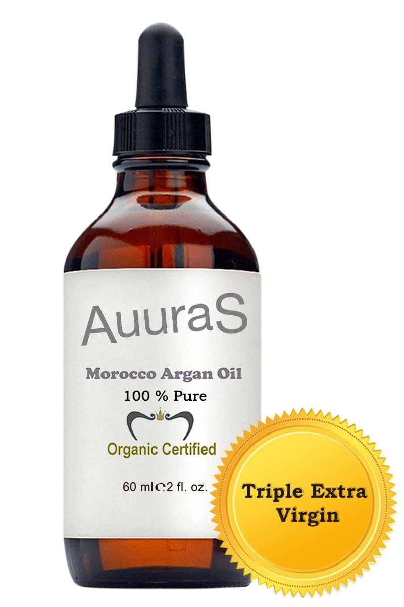 Triple - Extra Extra Extra Virgin Argan Oil ::Extra Super Grade Argan Oil::100% Pure Oil:: USDA and Ecocert Certified:: Best Organic Moroccan Auuras Argan Oil for Men & Women :: :: Anti-Aging, Anti-Wrinkle, Anti-Oxidant ::For Soft, Silky, Hydrated Hair, Free From Frizz and Split Ends, and Smooth, Plump, Younger Looking Skin and Nails, Moisturizer for Dry Skin & Cuticles:: Multi-Purpose Argon Oil is also Incredibly Effective at Treating Acne, Psoriasis, and Stretch Marks ::Dramatic Impact on Effectiveness