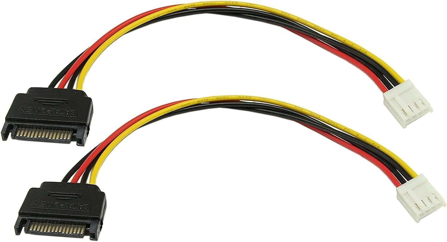 zdyCGTime 8-Inch 4 Pin Floppy Drive to 15 Pin SATA Male Power Cable.(2Pack)